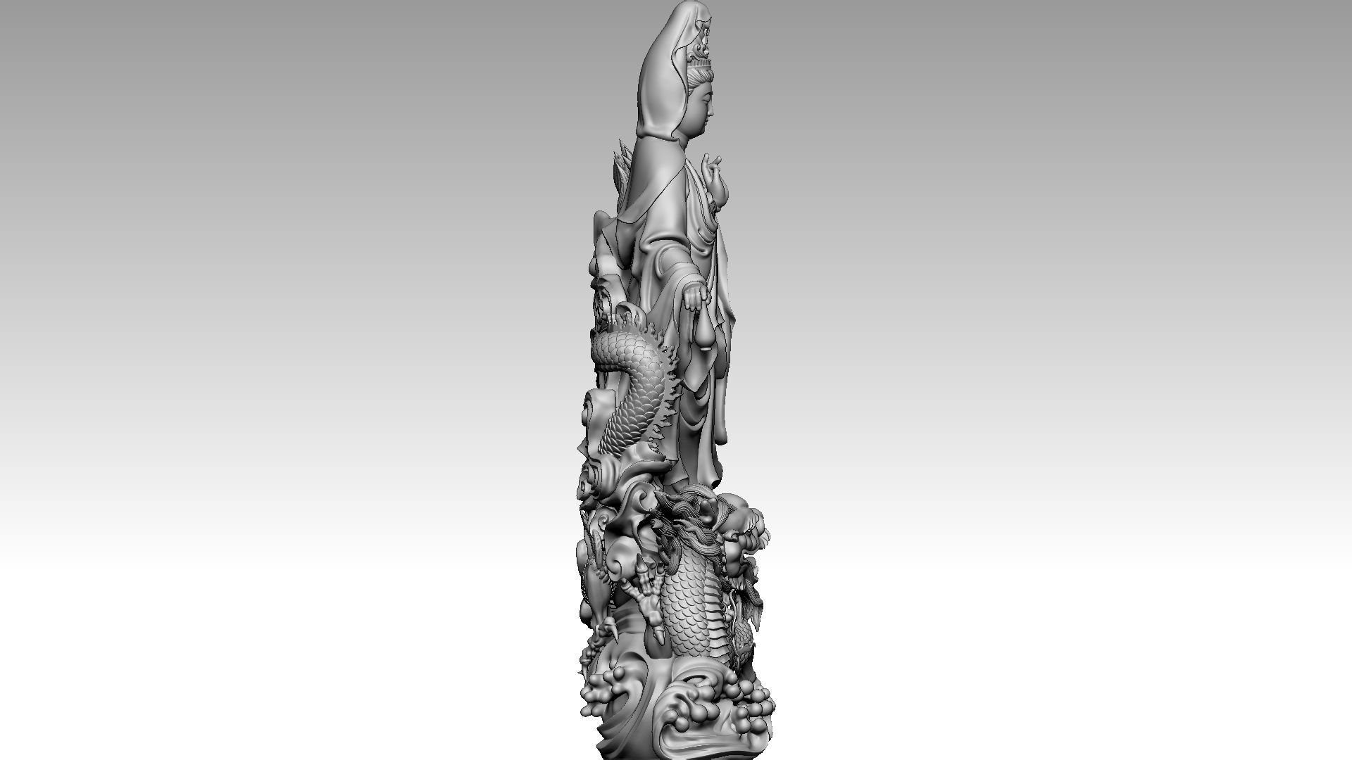 Guanyin ride dragon 3D print model_6
