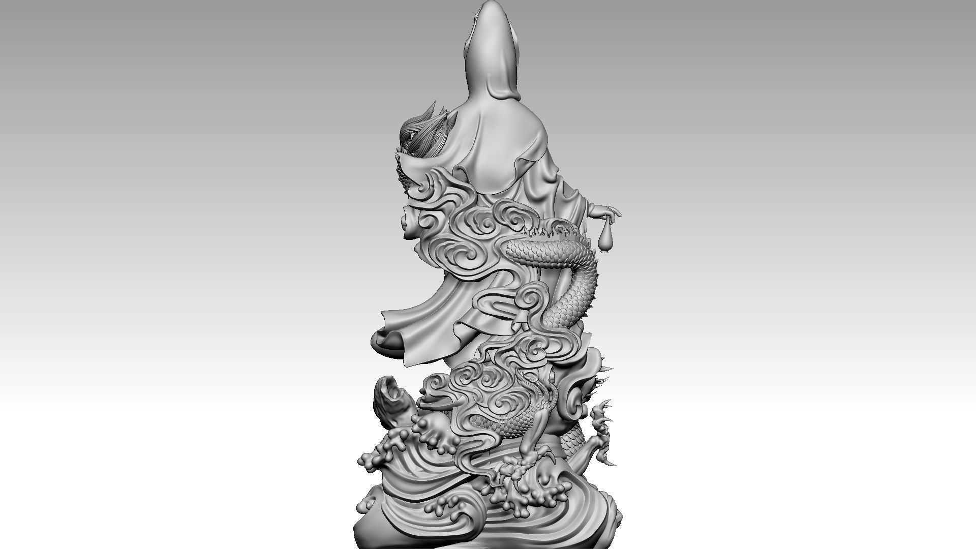 Guanyin ride dragon 3D print model_4