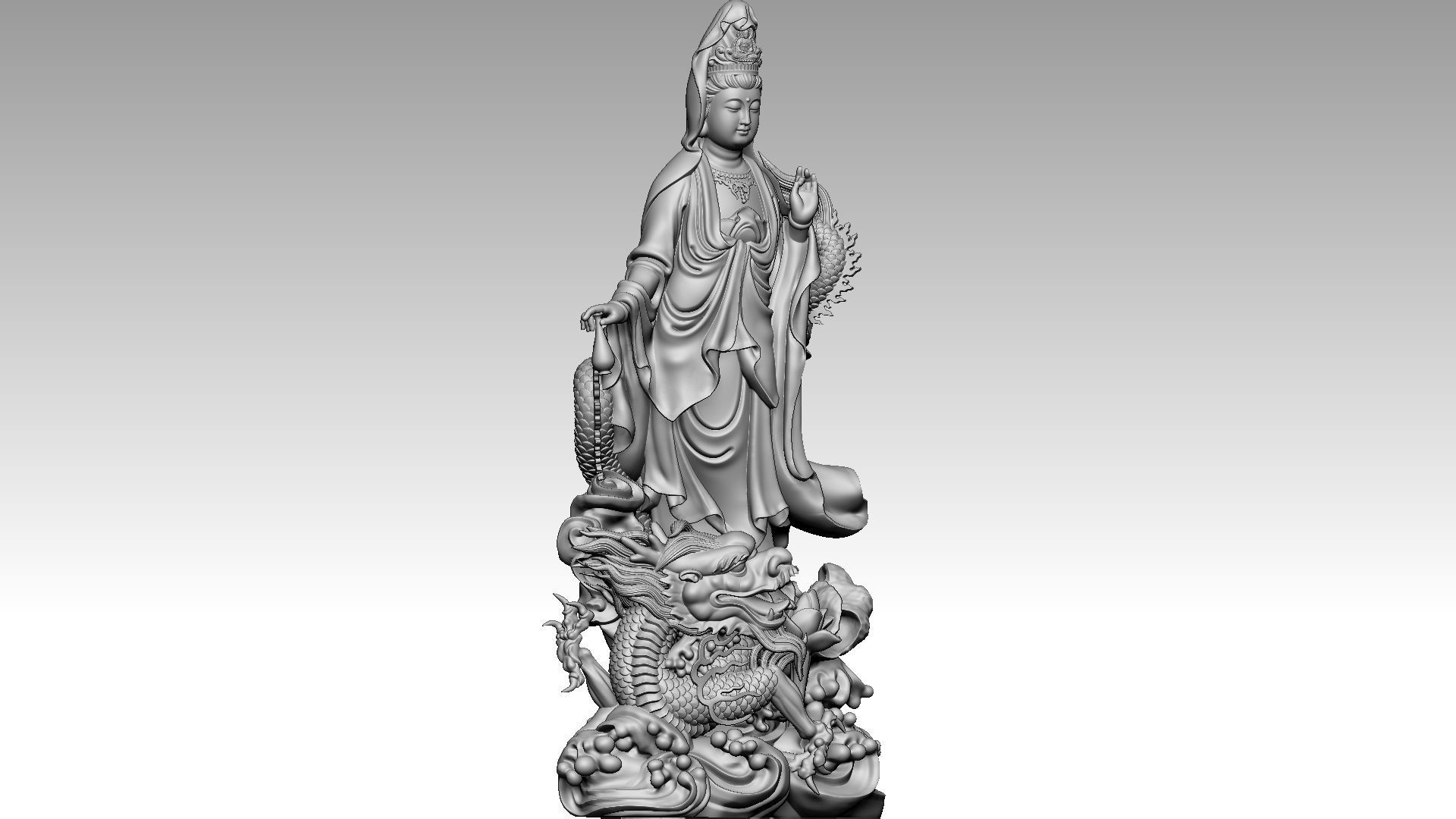 Guanyin ride dragon 3D print model_7