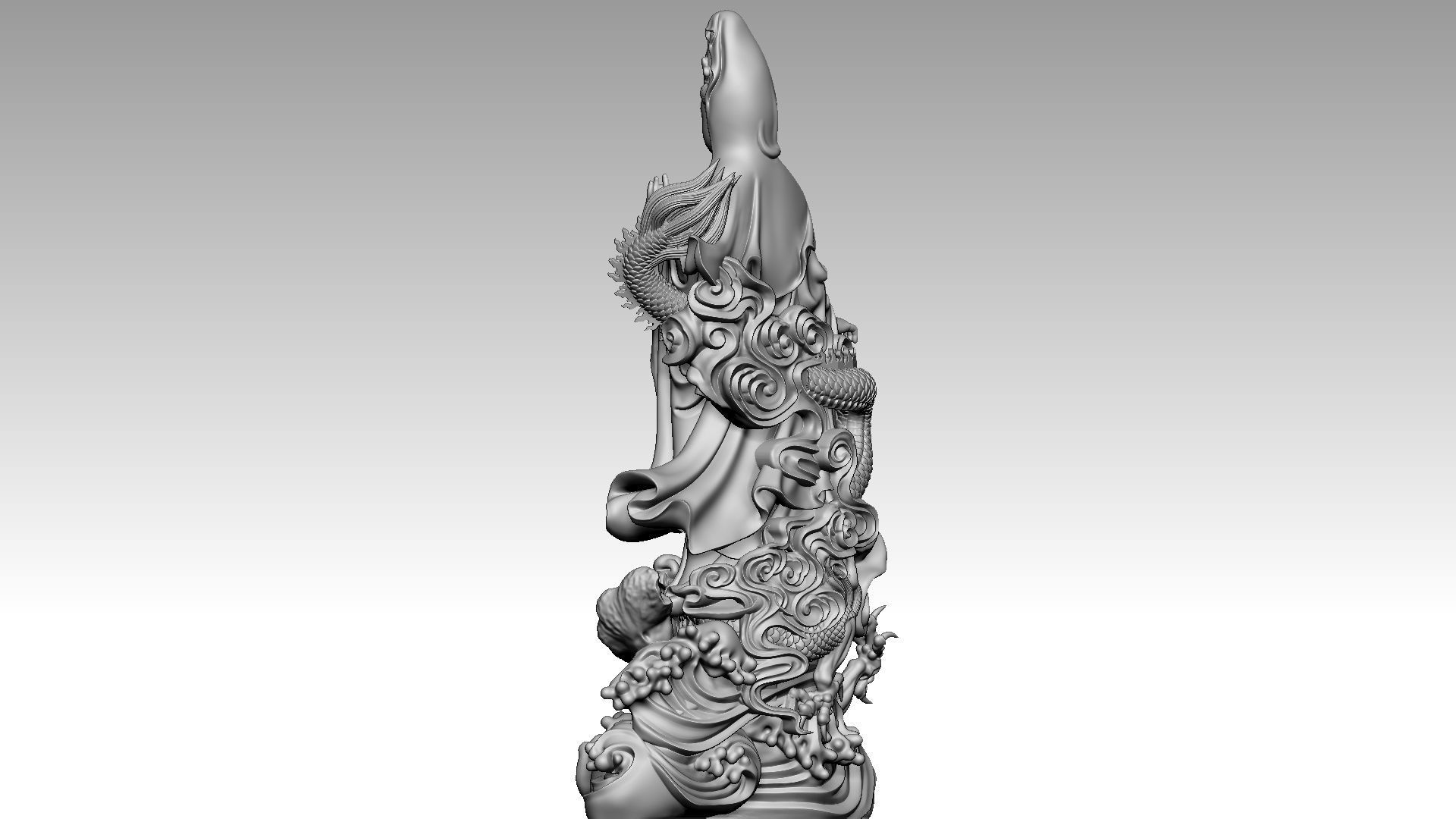 Guanyin ride dragon 3D print model_3