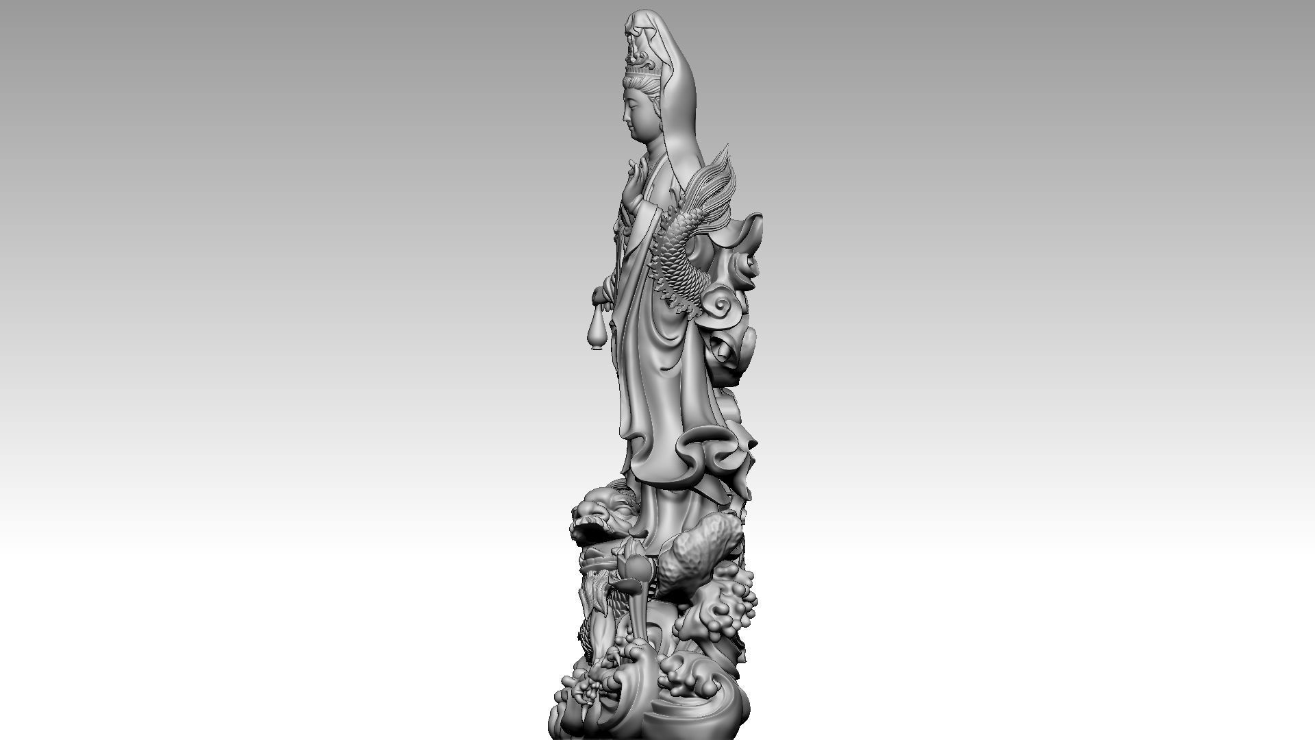 Guanyin ride dragon 3D print model_2