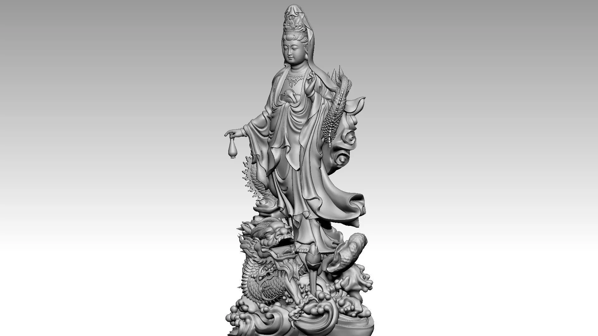 Guanyin ride dragon 3D print model_0