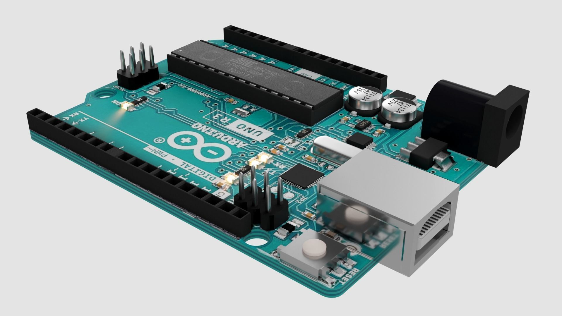 Arduino Uno R3 Low-poly 3D model_3