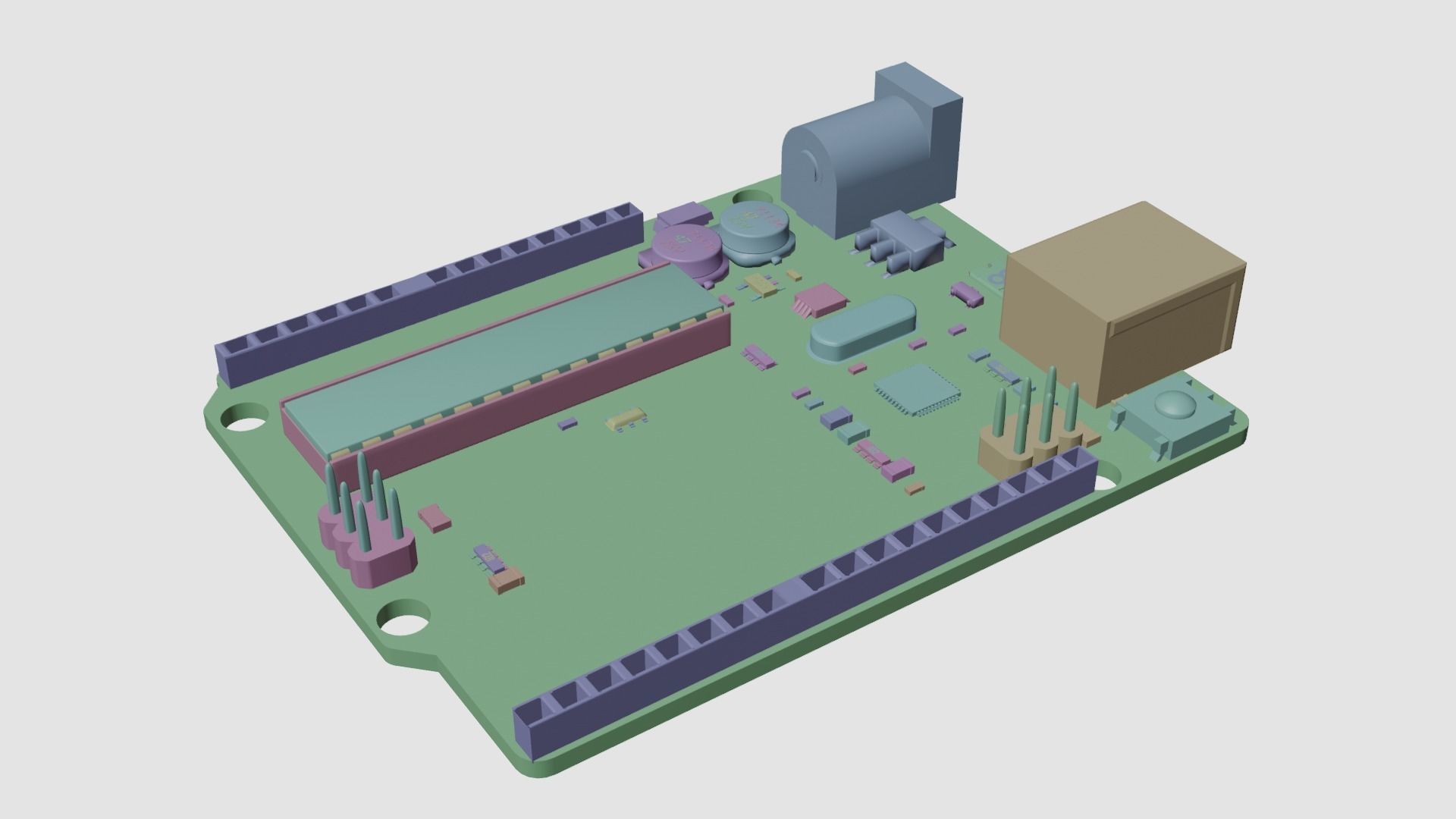 Arduino Uno R3 Low-poly 3D model_7