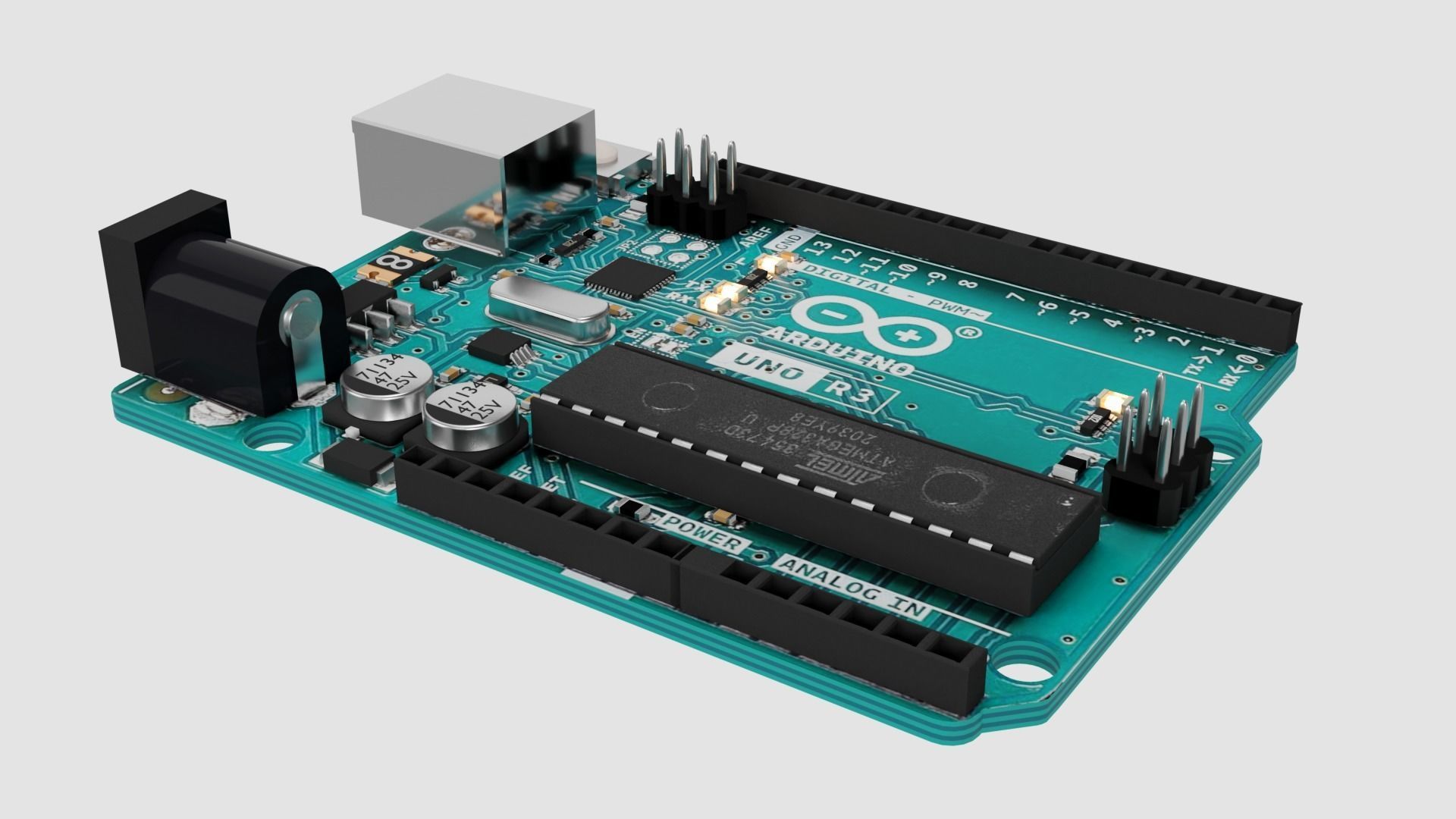 Arduino Uno R3 Low-poly 3D model_4