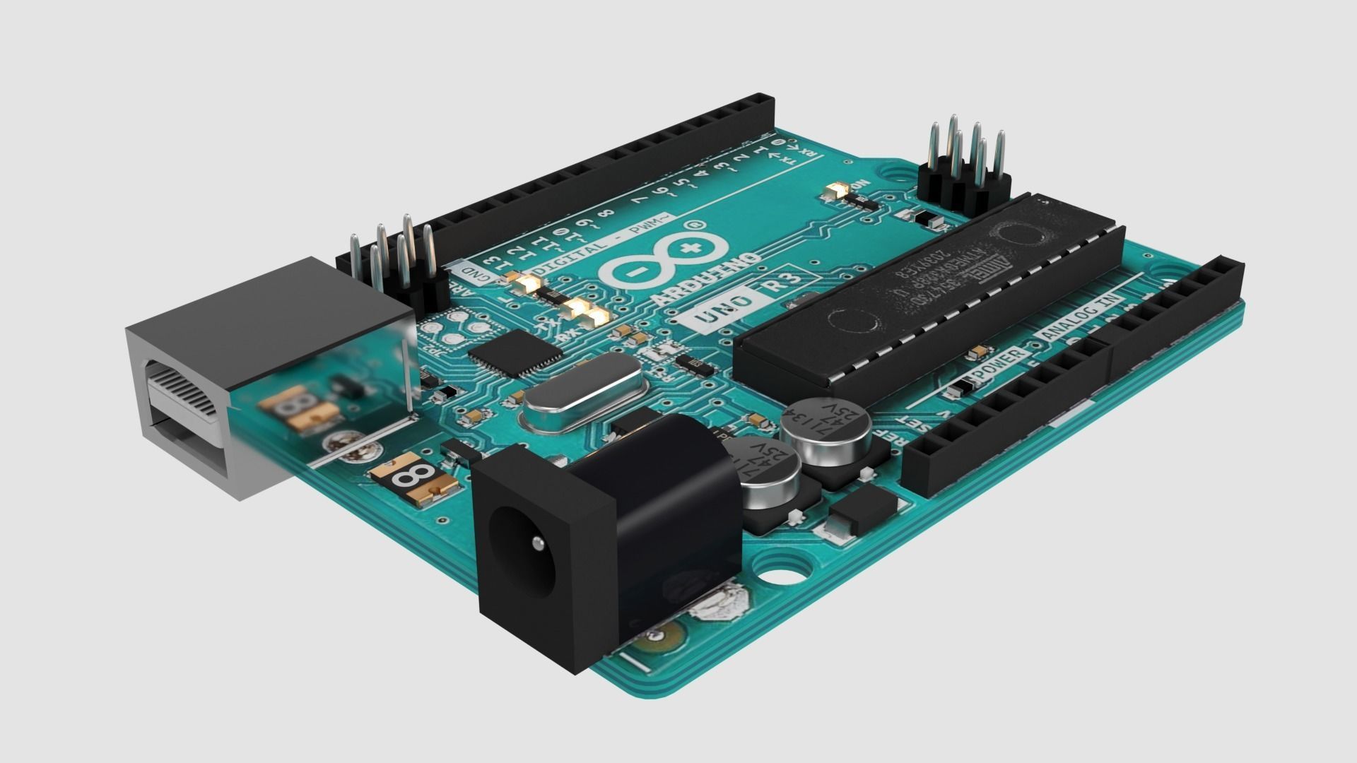 Arduino Uno R3 Low-poly 3D model_2