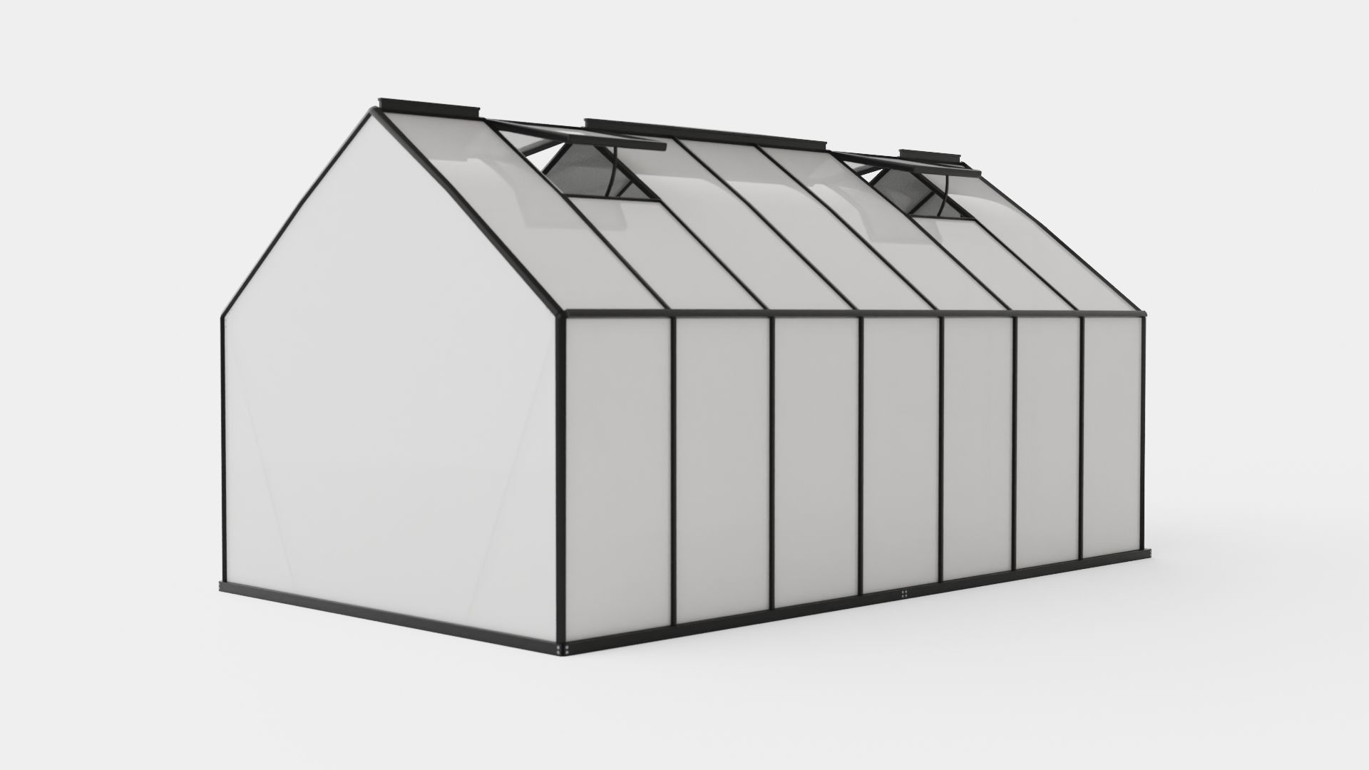 Greenhouse Merkur 11500 Glass Black Low-poly 3D model_3