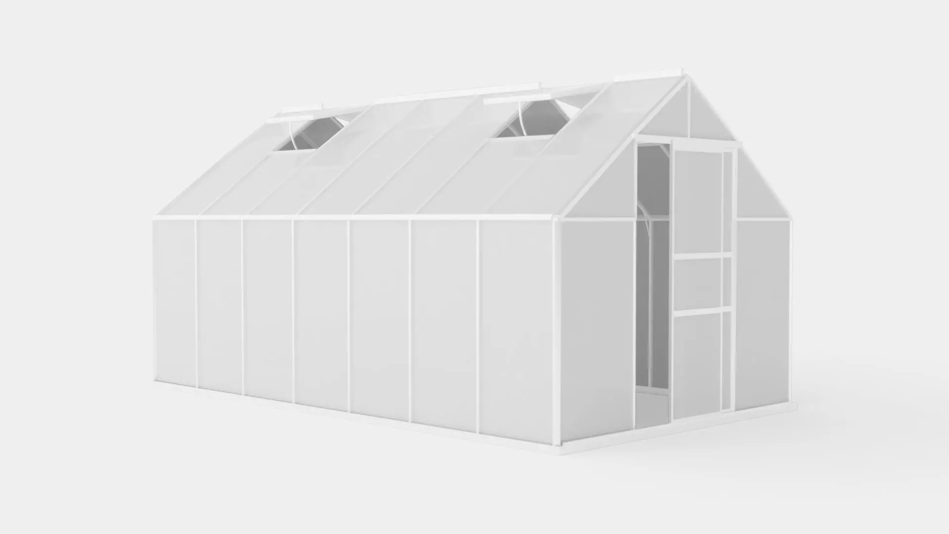 Greenhouse Merkur 11500 Glass ALU Low-poly 3D model_0