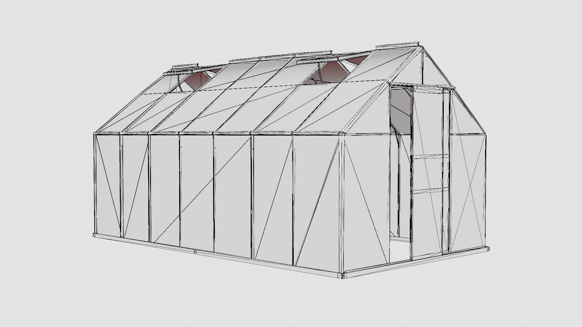 Greenhouse Merkur 11500 Glass ALU Low-poly 3D model_7