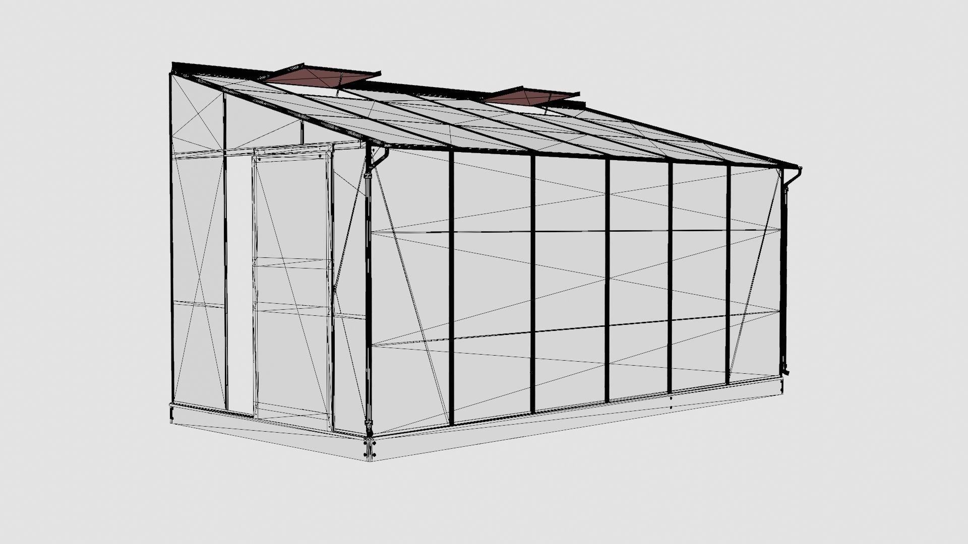 Greenhouse Ida 7800 Glass ALU Low-poly 3D model_7