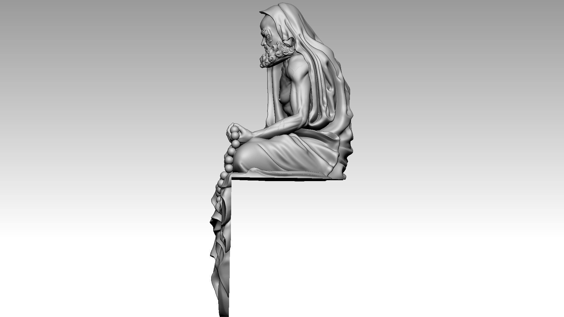 Bodhidharma meditates 2 3D print model_2