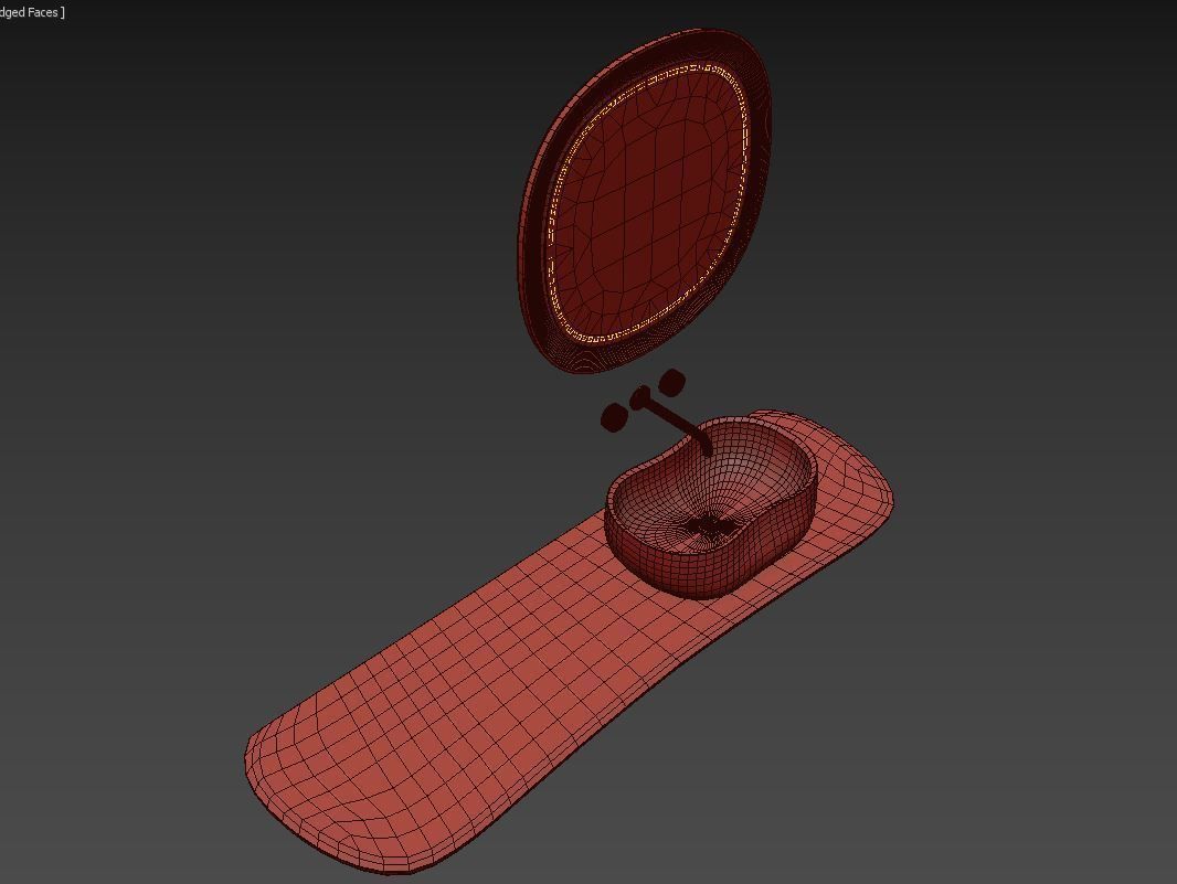 Anima Wall-mounted shelf with basin 180 CM 3D model_4