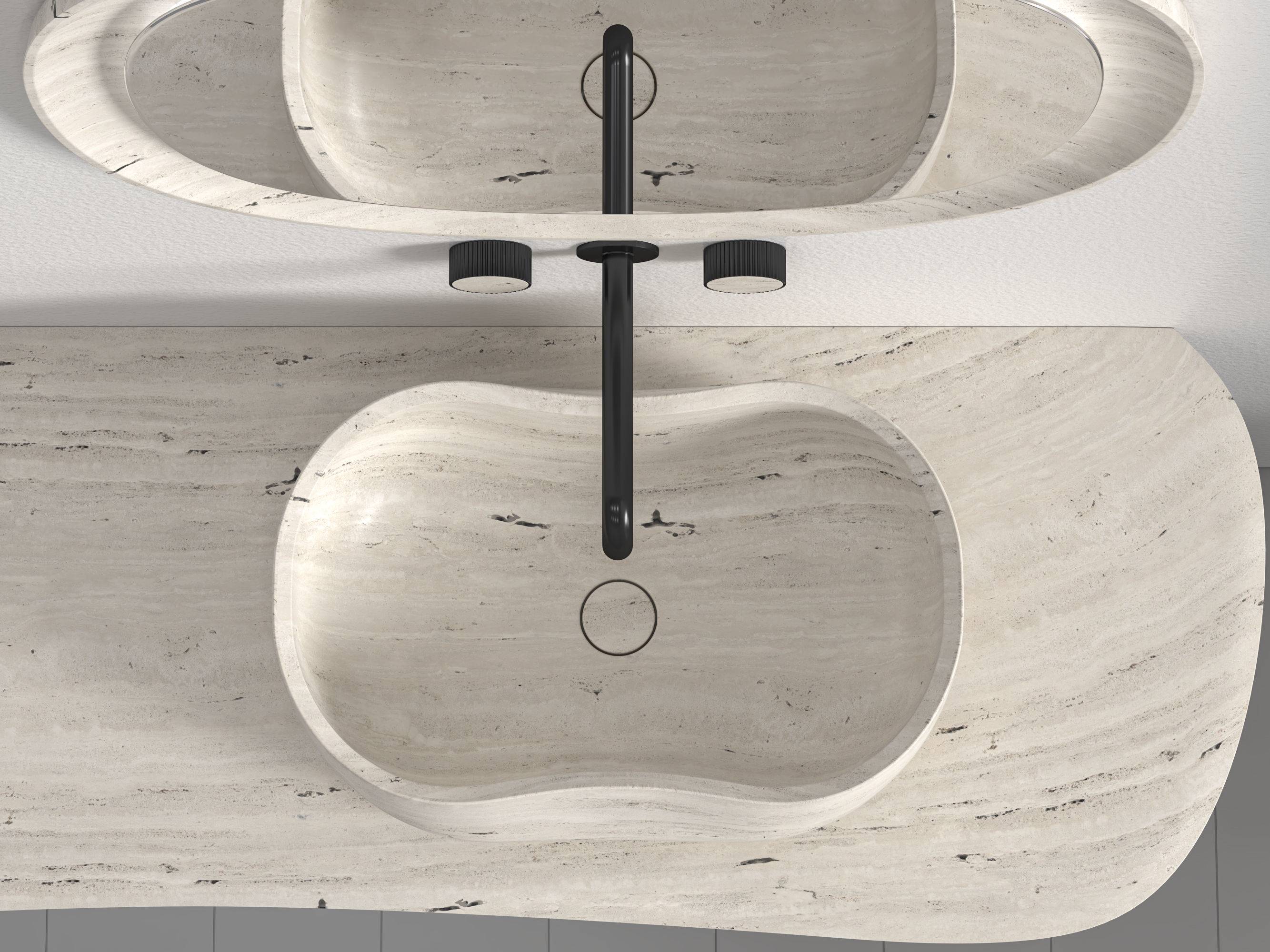 Anima Wall-mounted shelf with basin 180 CM 3D model_1