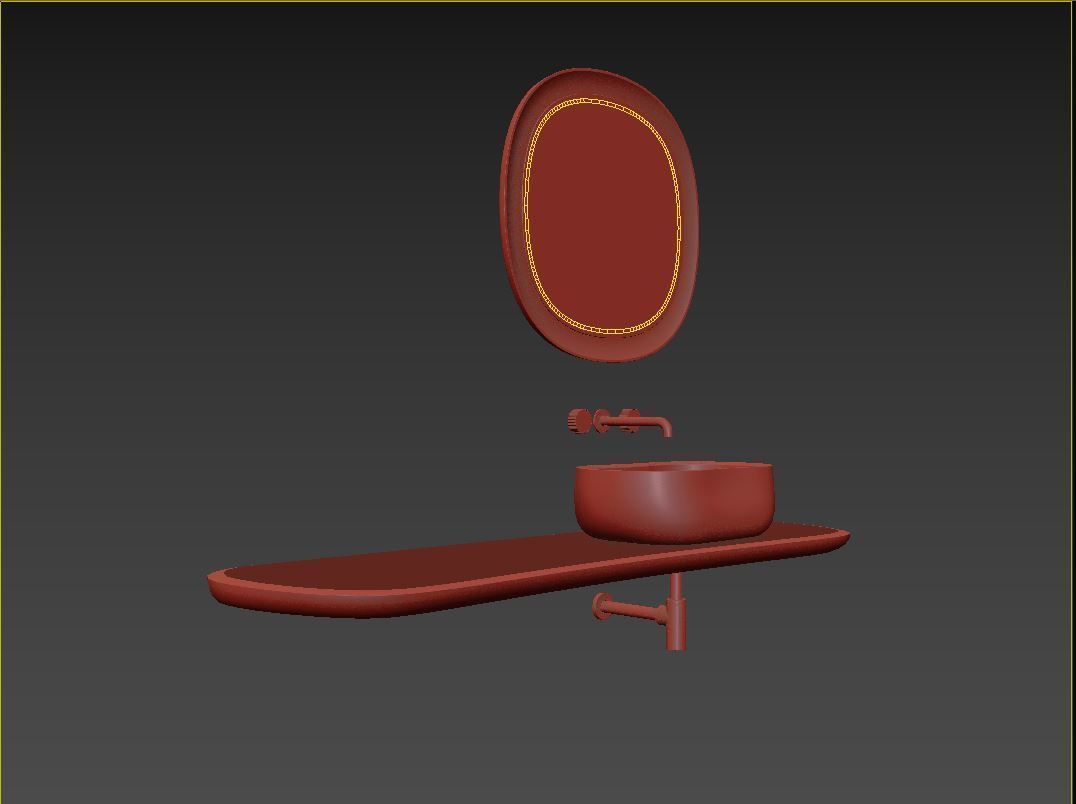 Anima Wall-mounted shelf with basin 180 CM 3D model_5