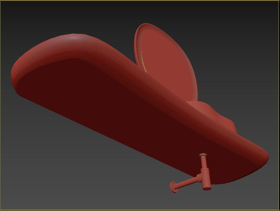 Anima Wall-mounted shelf with basin 180 CM 3D model_8