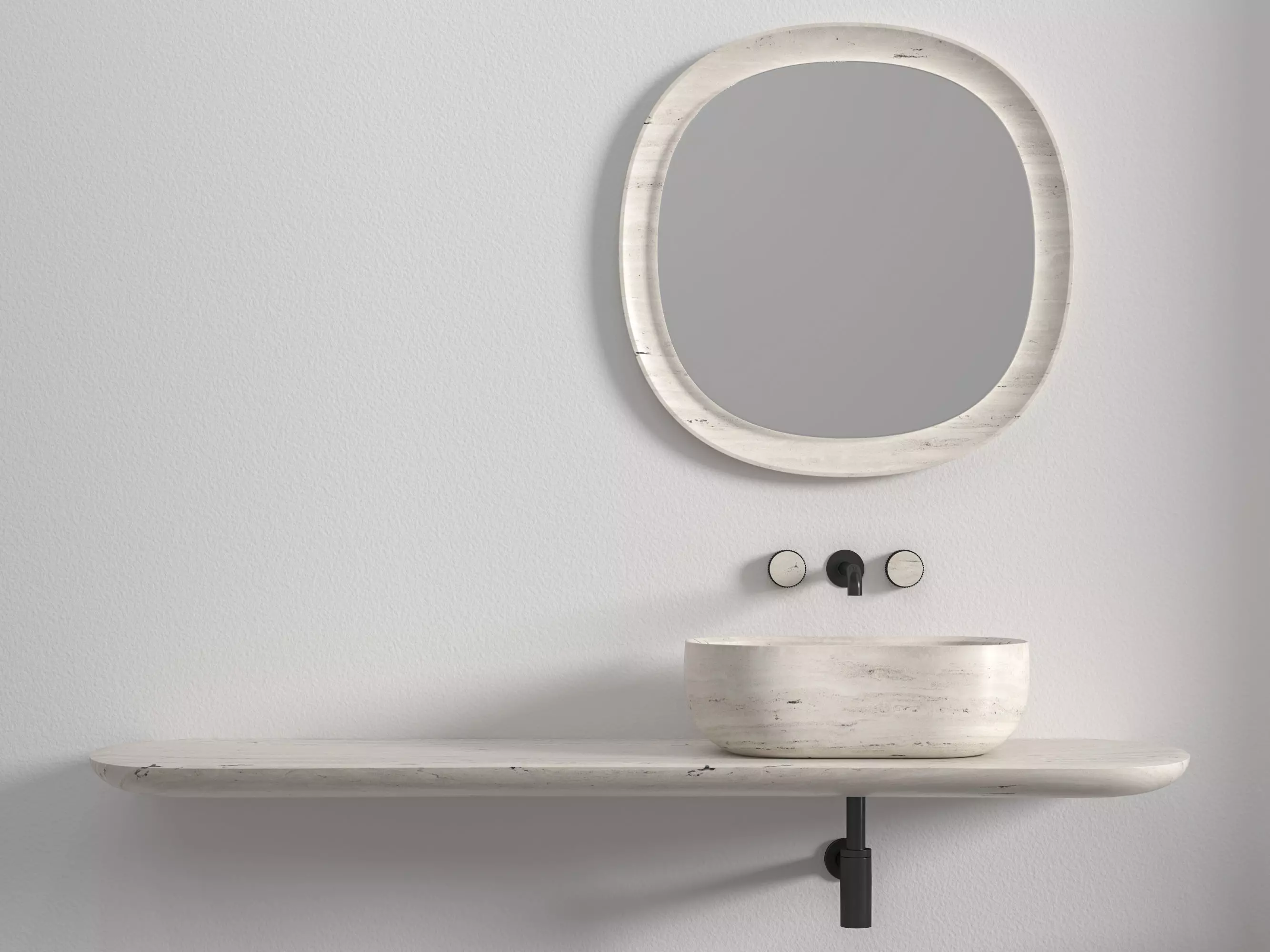 Anima Wall-mounted shelf with basin 180 CM 3D model_0