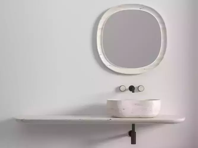 Anima Wall-mounted shelf with basin 180 CM 3D model