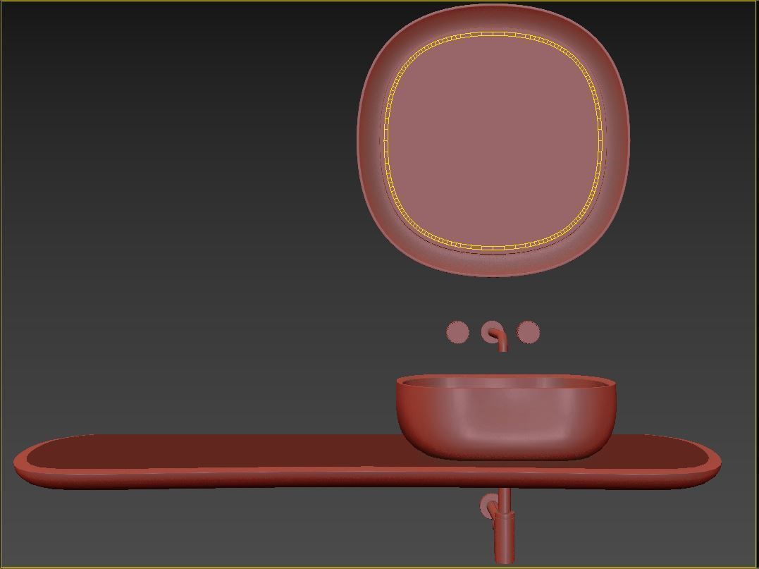 Anima Wall-mounted shelf with basin 180 CM 3D model_6