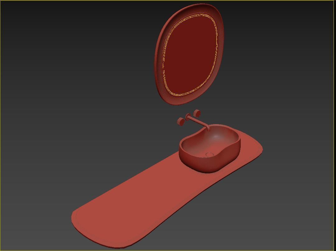 Anima Wall-mounted shelf with basin 180 CM 3D model_9