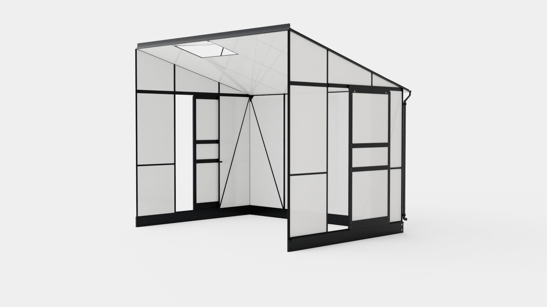 Greenhouse Ida 5200 Poly Black Low-poly 3D model_3