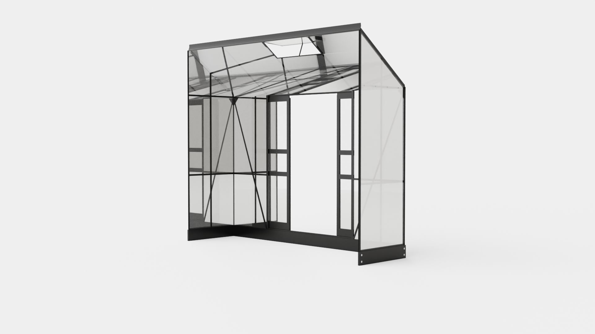 Greenhouse Ida 3300 Glass Black Low-poly 3D model_3