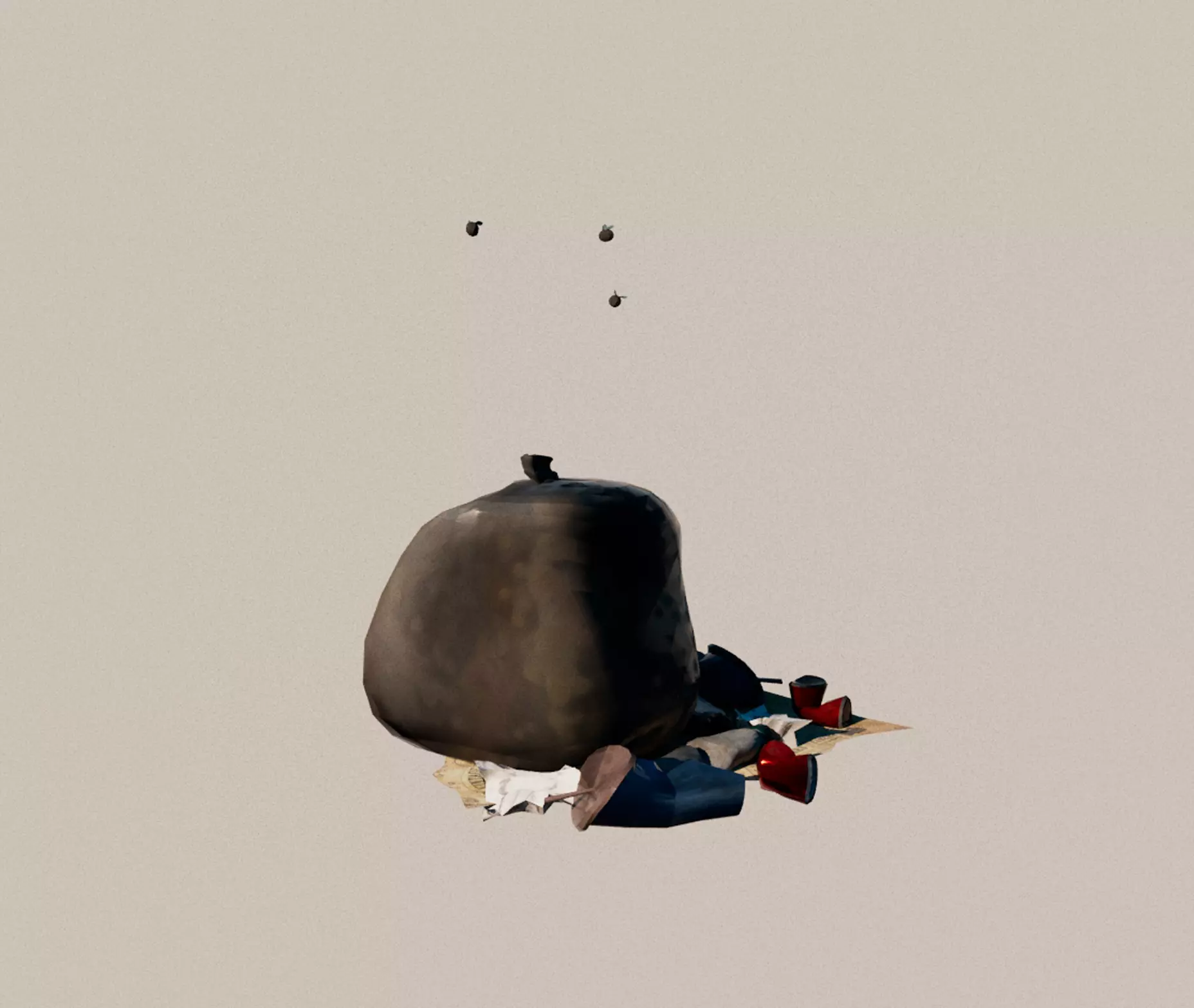 Animated trash fly Low-poly 3D model_0