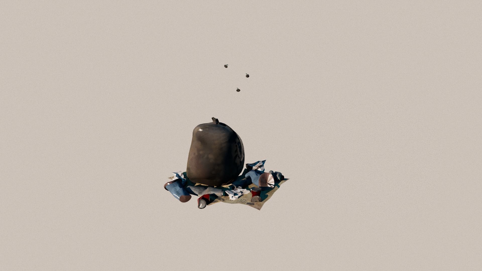 Animated trash fly Low-poly 3D model_4