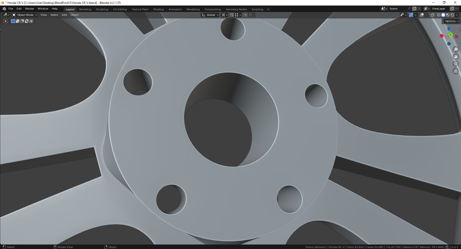 Honda CR-V 64040S Rim 3D model_14