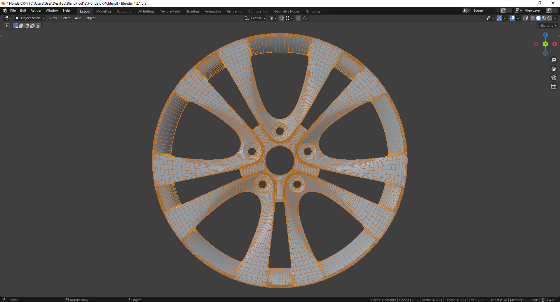 Honda CR-V 64040S Rim 3D model_15