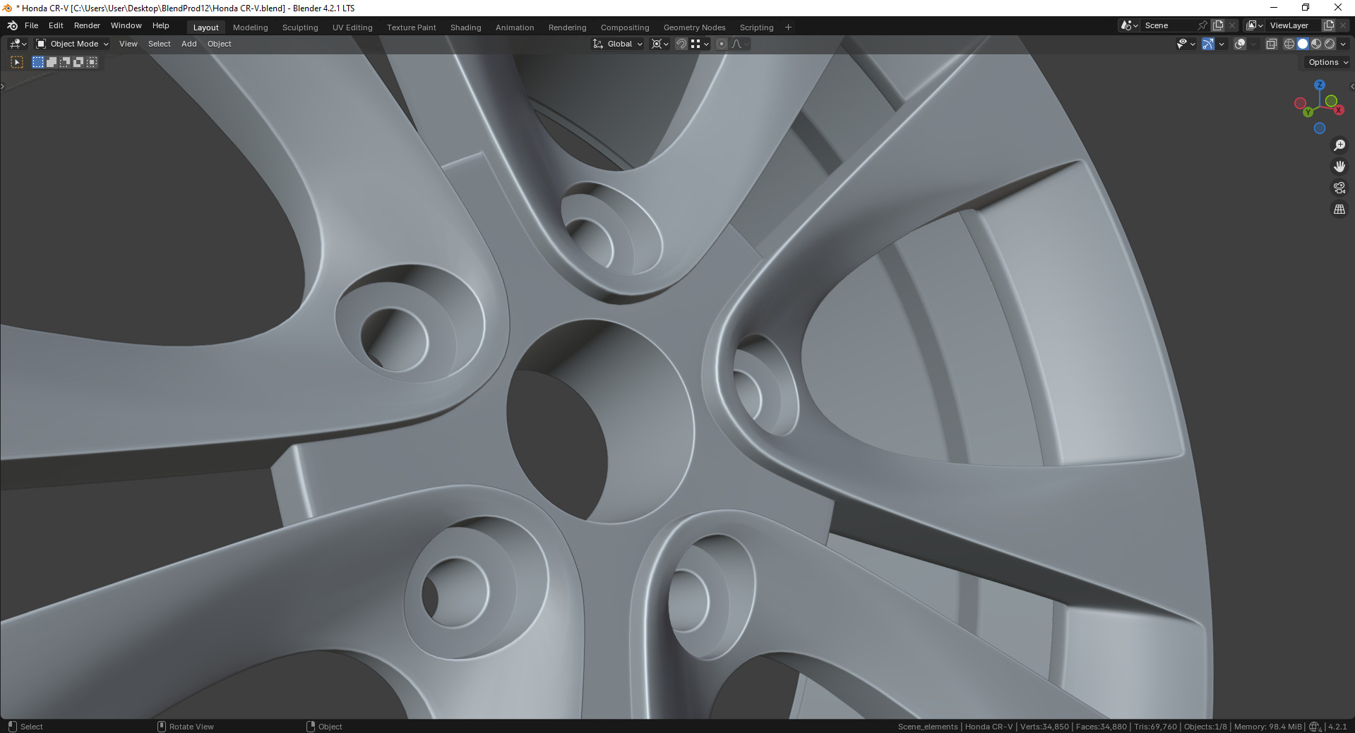 Honda CR-V 64040S Rim 3D model_10