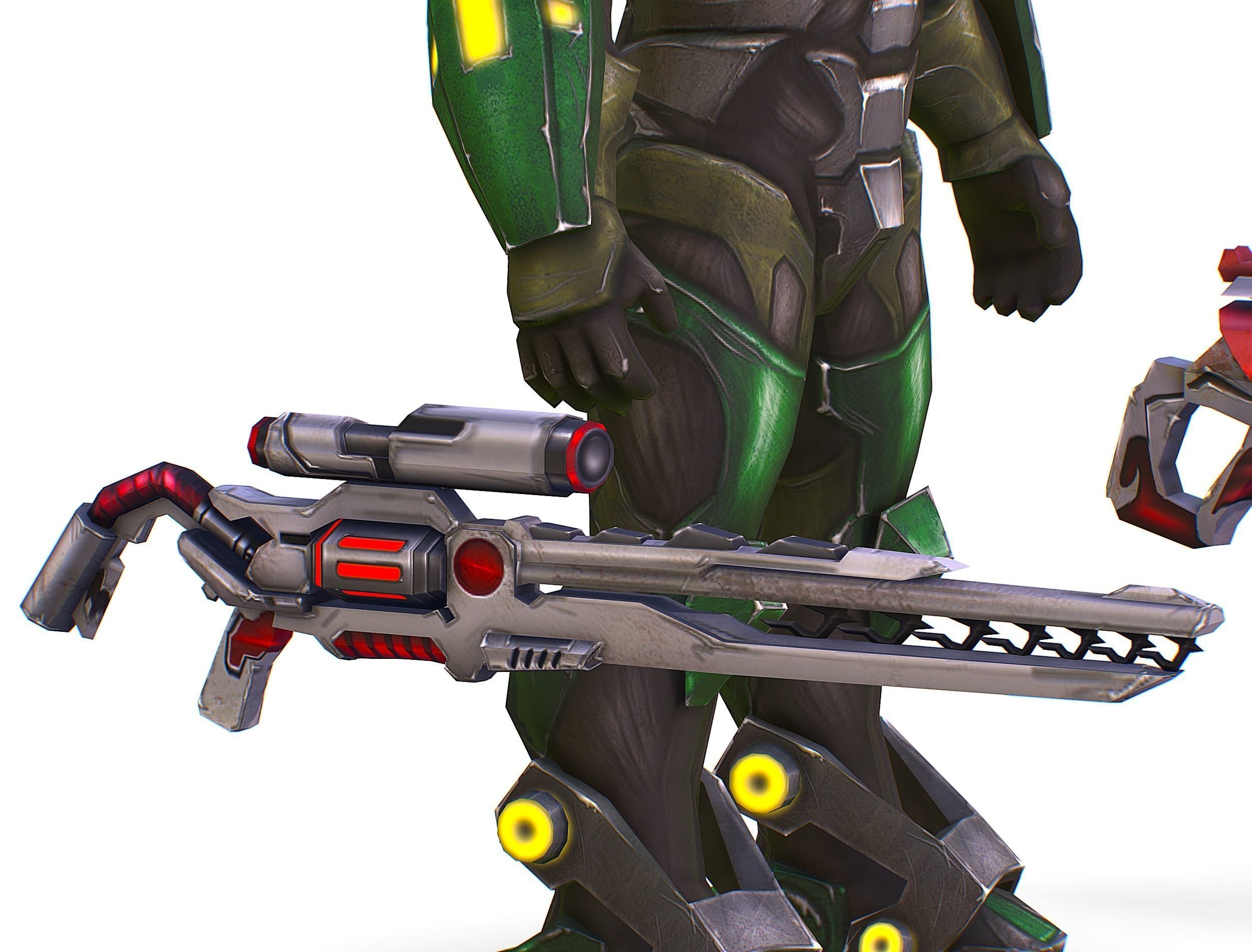 Cartoon Sci-Fi Cyborg Drone Sniper Soldier Low-poly 3D model_43