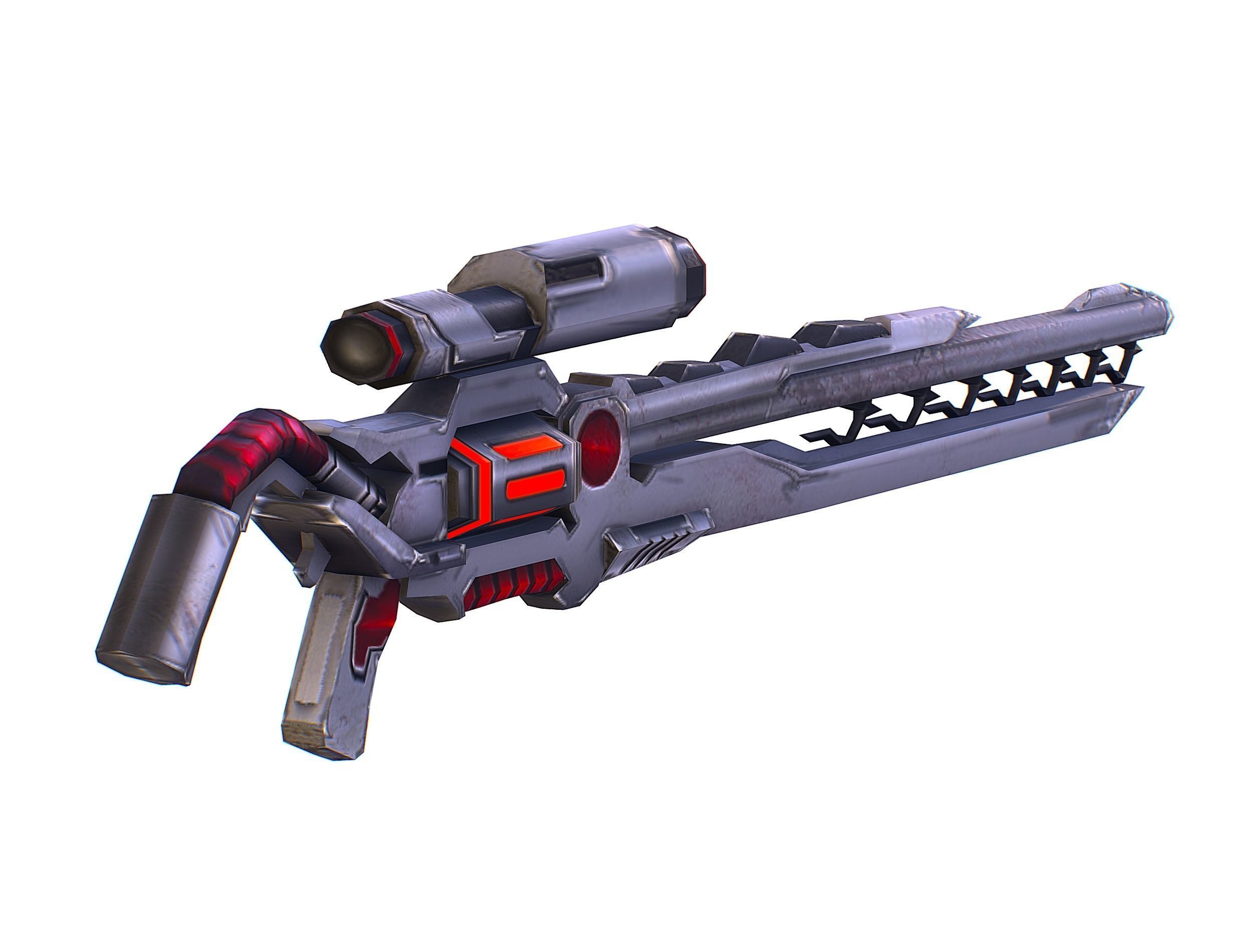 Cartoon Sci-Fi Cyborg Drone Sniper Soldier Low-poly 3D model_47