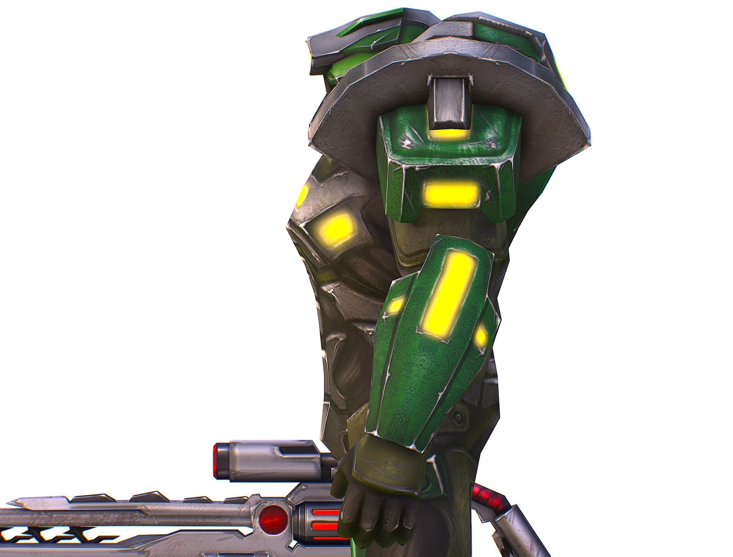 Cartoon Sci-Fi Cyborg Drone Sniper Soldier Low-poly 3D model_33