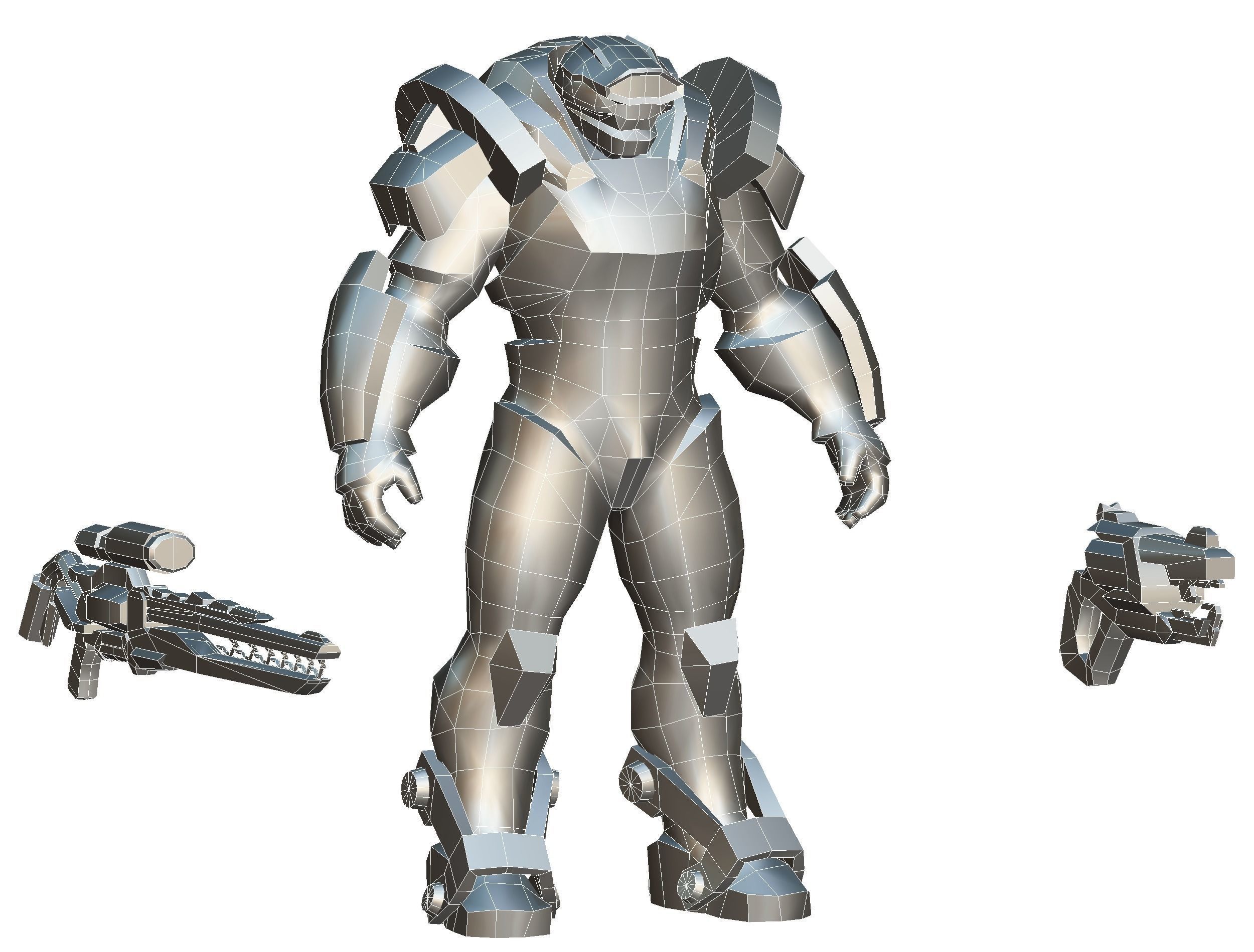 Cartoon Sci-Fi Cyborg Drone Sniper Soldier Low-poly 3D model_70