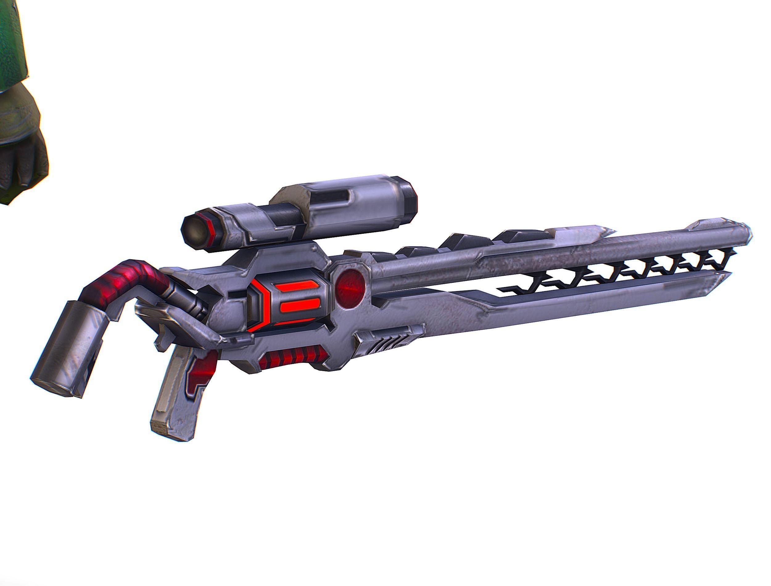 Cartoon Sci-Fi Cyborg Drone Sniper Soldier Low-poly 3D model_46