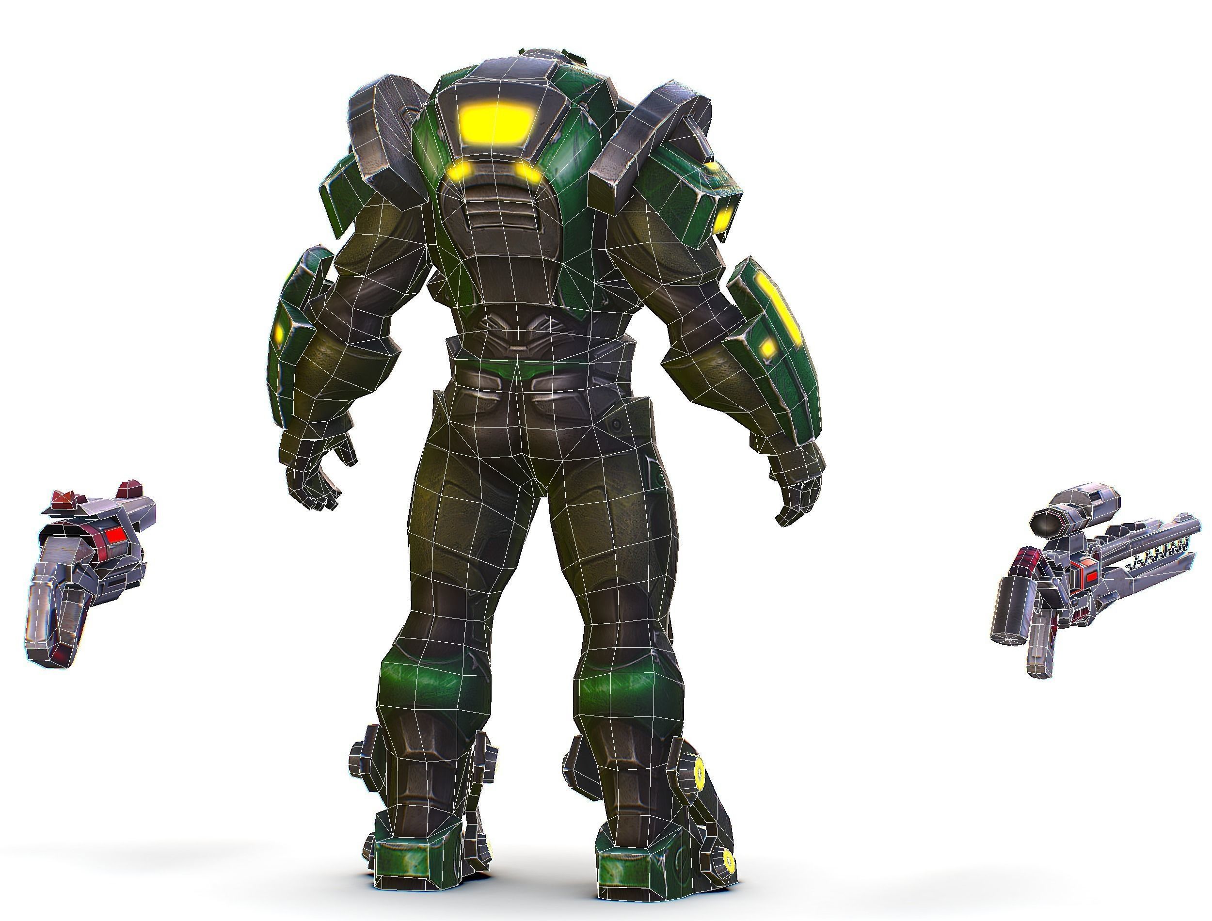 Cartoon Sci-Fi Cyborg Drone Sniper Soldier Low-poly 3D model_71