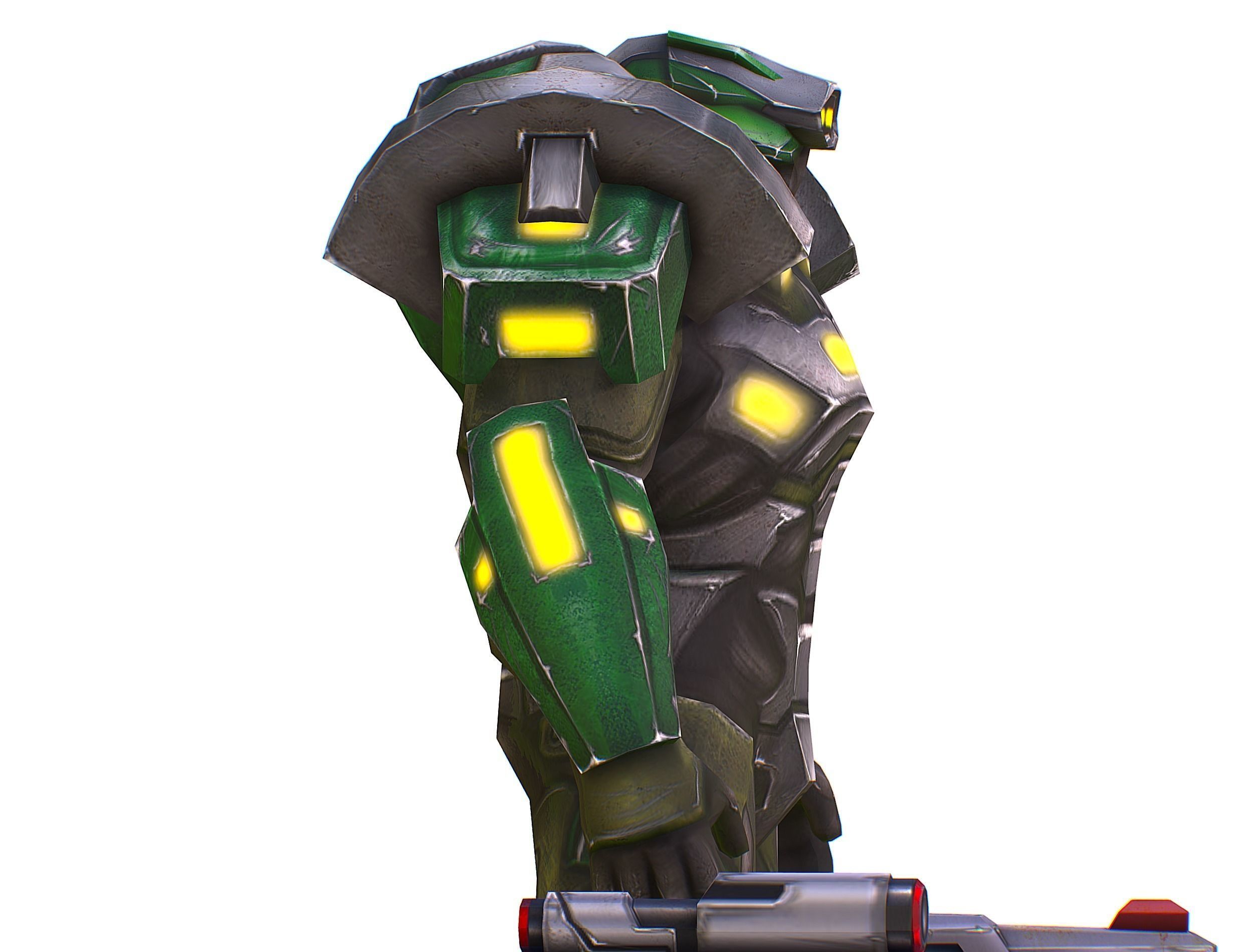 Cartoon Sci-Fi Cyborg Drone Sniper Soldier Low-poly 3D model_32