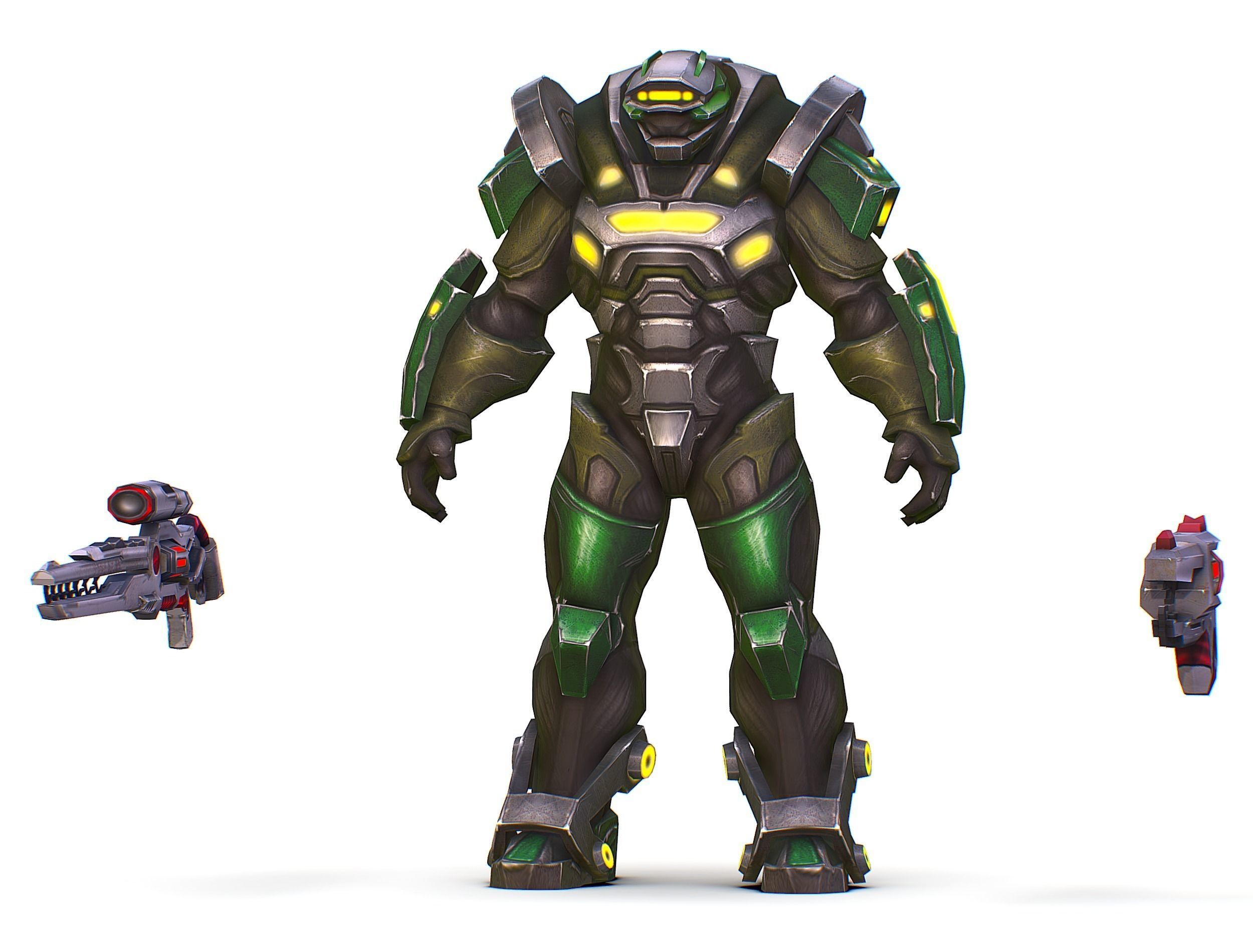 Cartoon Sci-Fi Cyborg Drone Sniper Soldier Low-poly 3D model_23