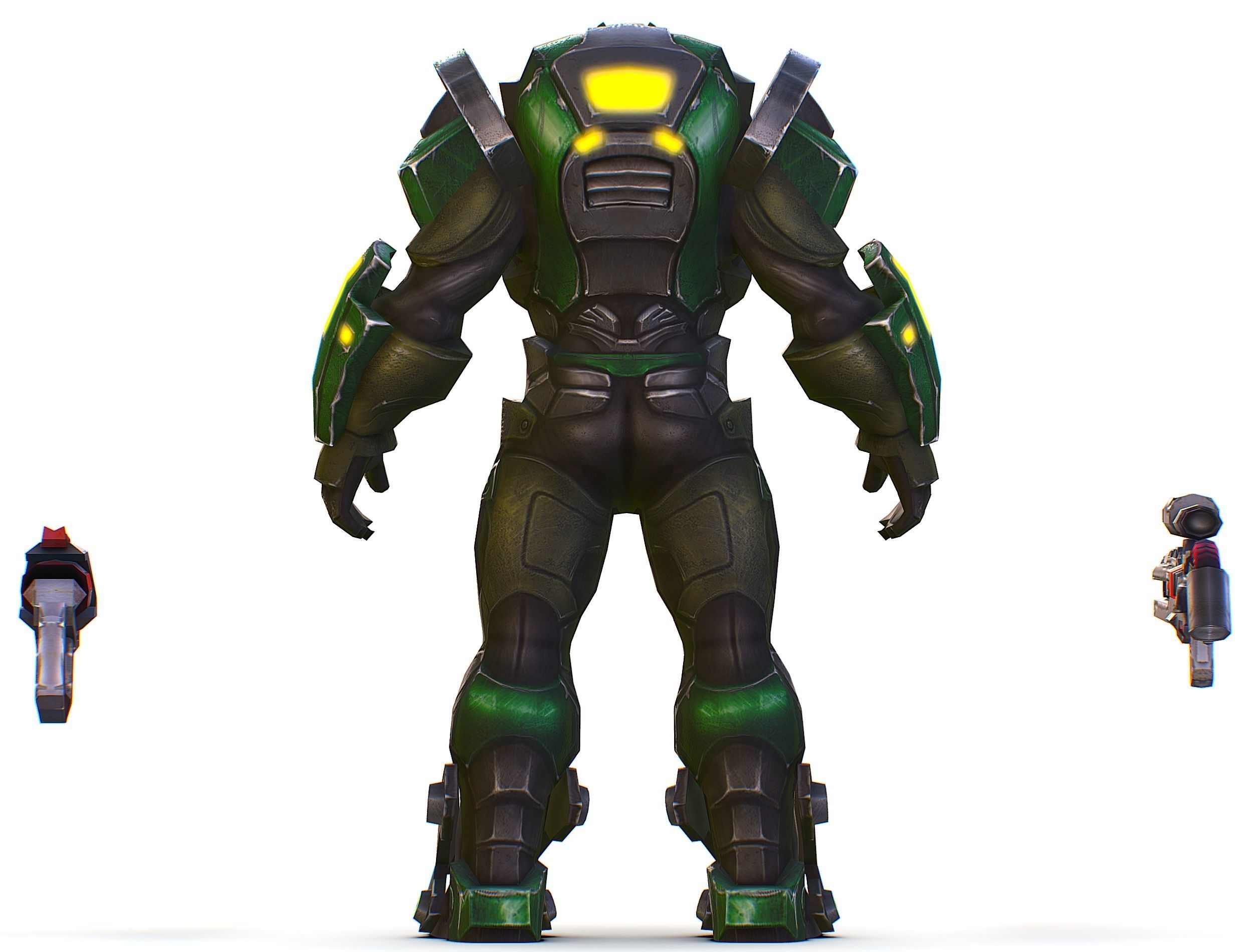 Cartoon Sci-Fi Cyborg Drone Sniper Soldier Low-poly 3D model_36