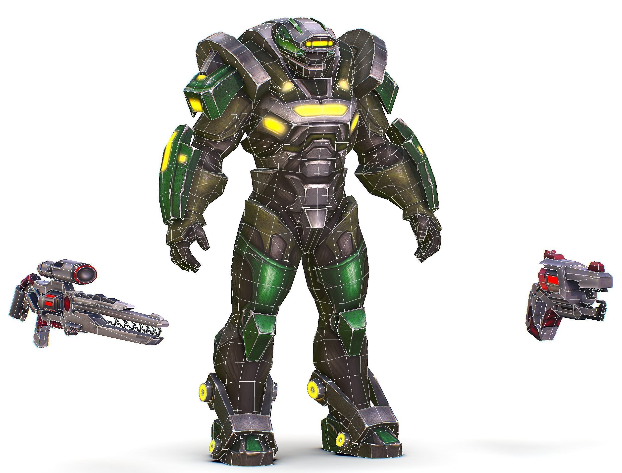 Cartoon Sci-Fi Cyborg Drone Sniper Soldier Low-poly 3D model_69