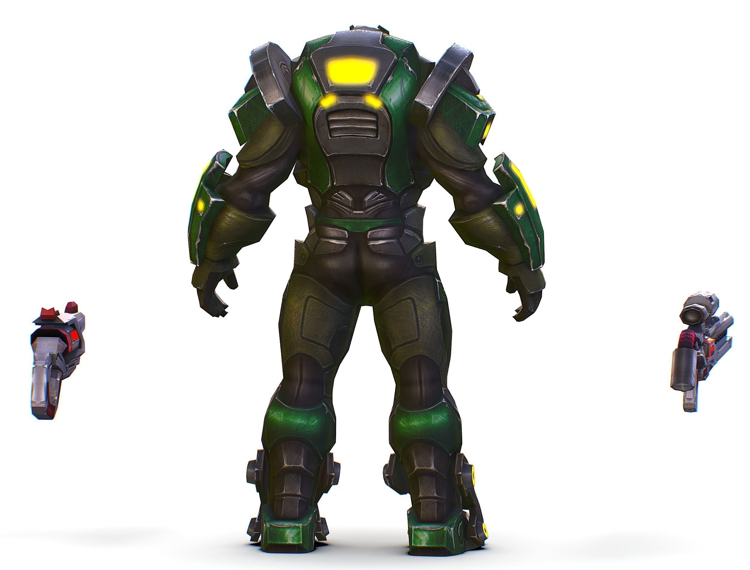 Cartoon Sci-Fi Cyborg Drone Sniper Soldier Low-poly 3D model_11