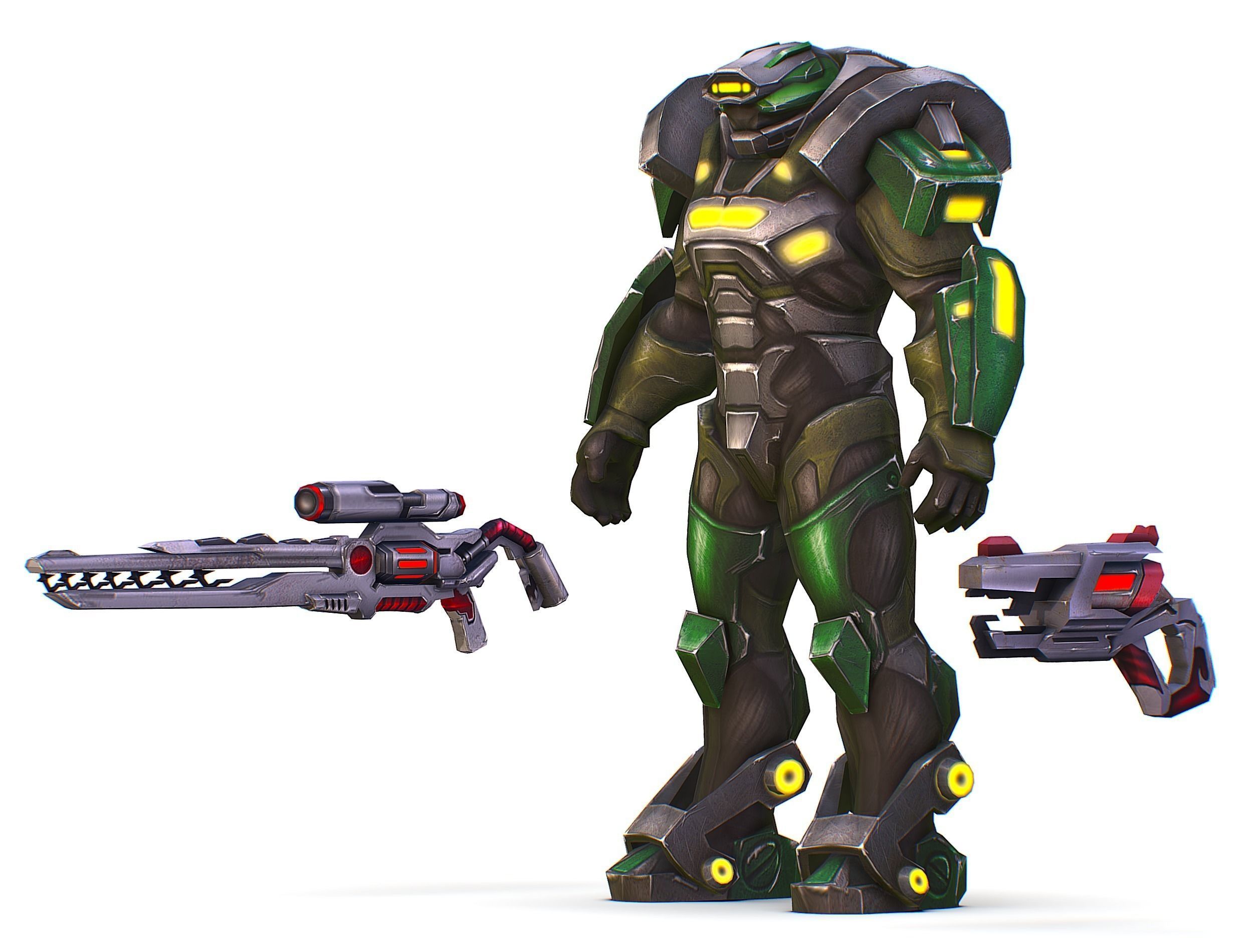 Cartoon Sci-Fi Cyborg Drone Sniper Soldier Low-poly 3D model_20