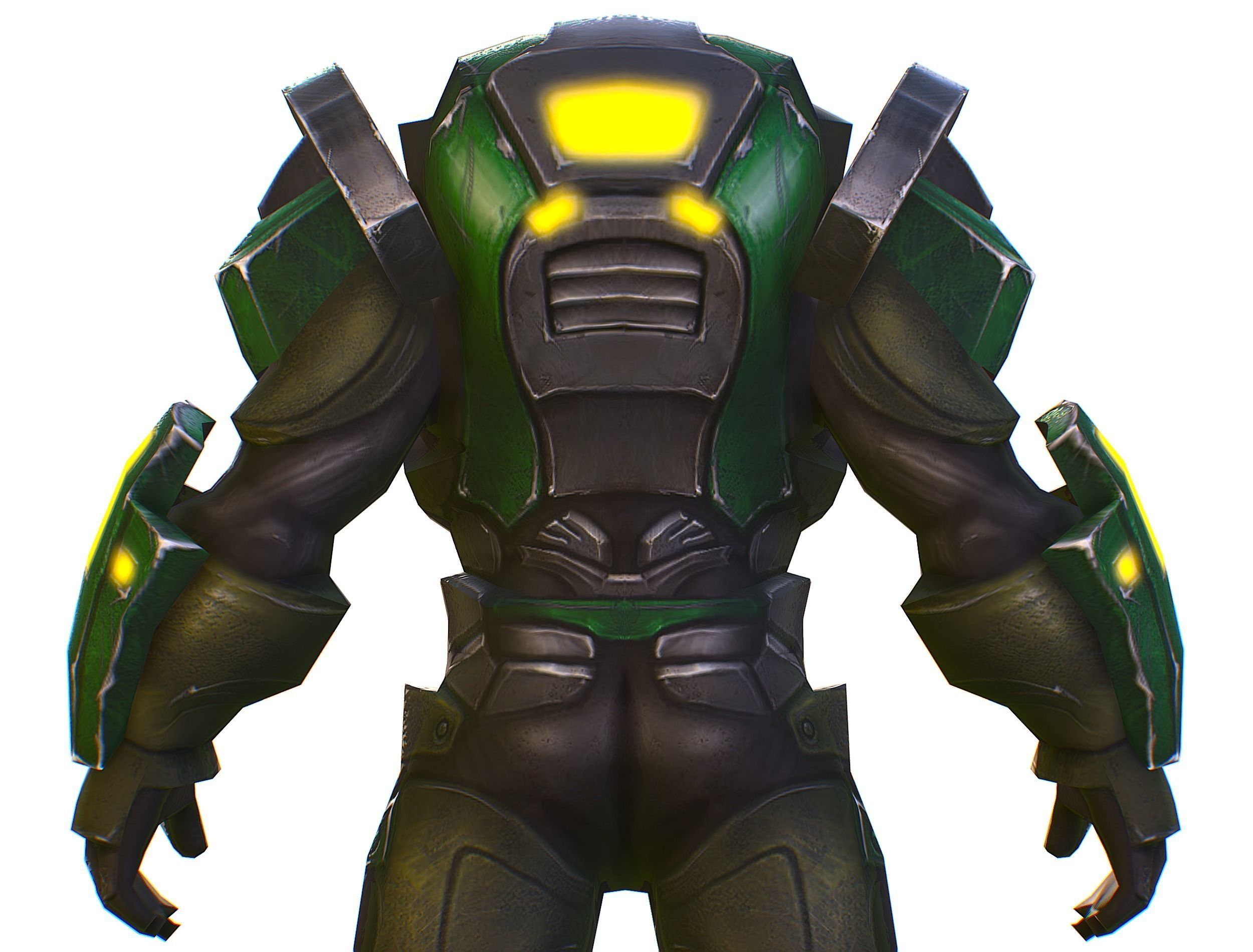 Cartoon Sci-Fi Cyborg Drone Sniper Soldier Low-poly 3D model_29