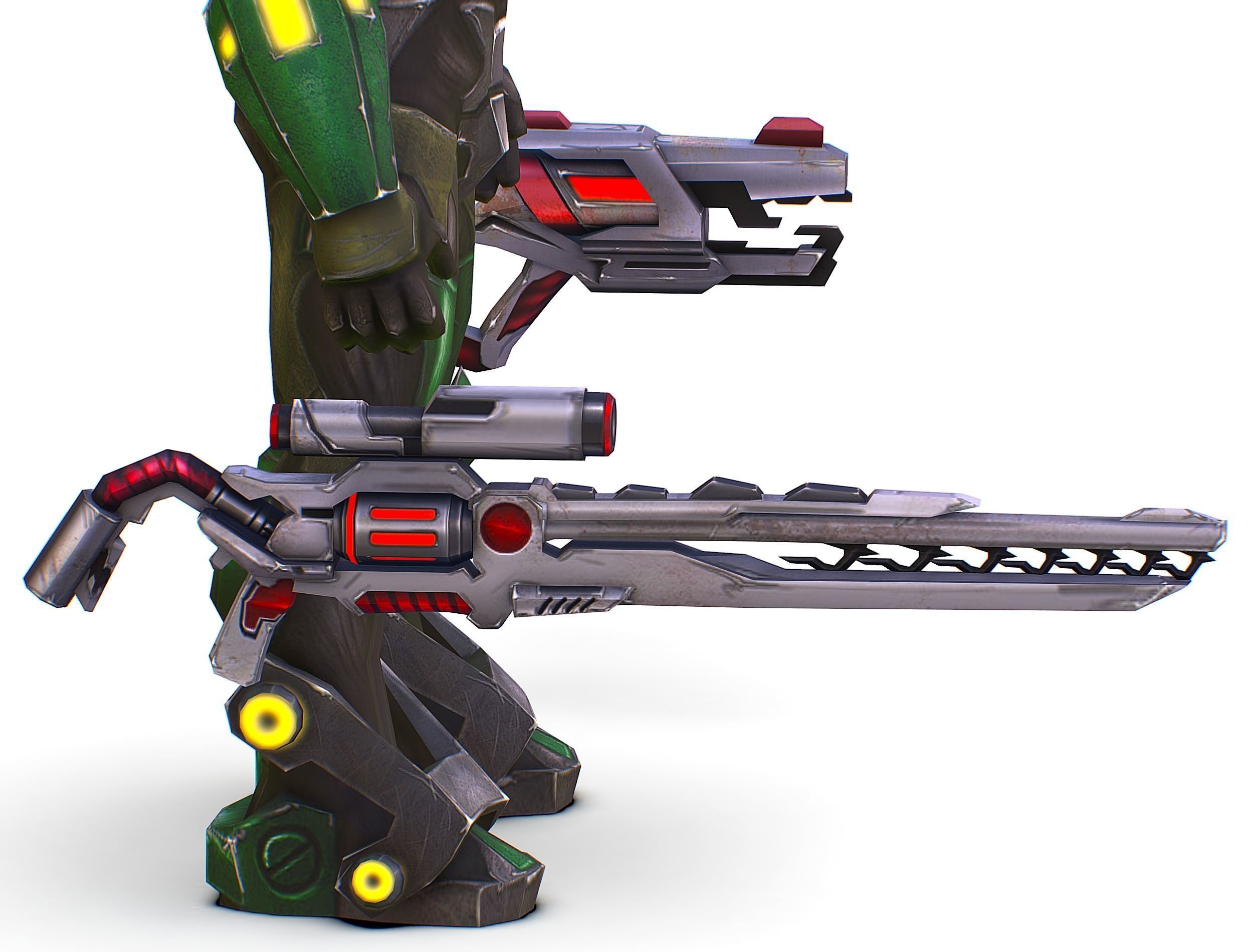 Cartoon Sci-Fi Cyborg Drone Sniper Soldier Low-poly 3D model_44