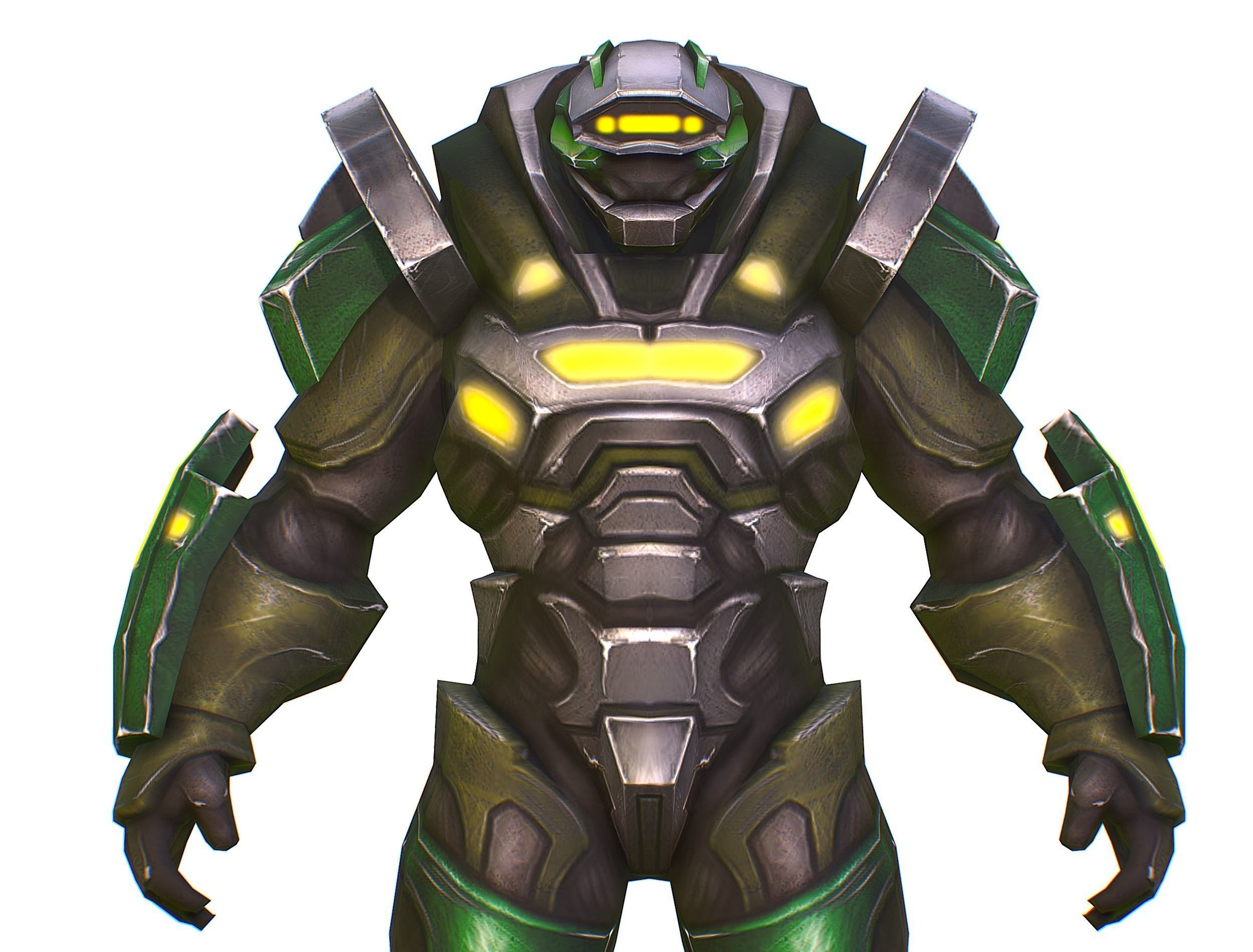 Cartoon Sci-Fi Cyborg Drone Sniper Soldier Low-poly 3D model_26