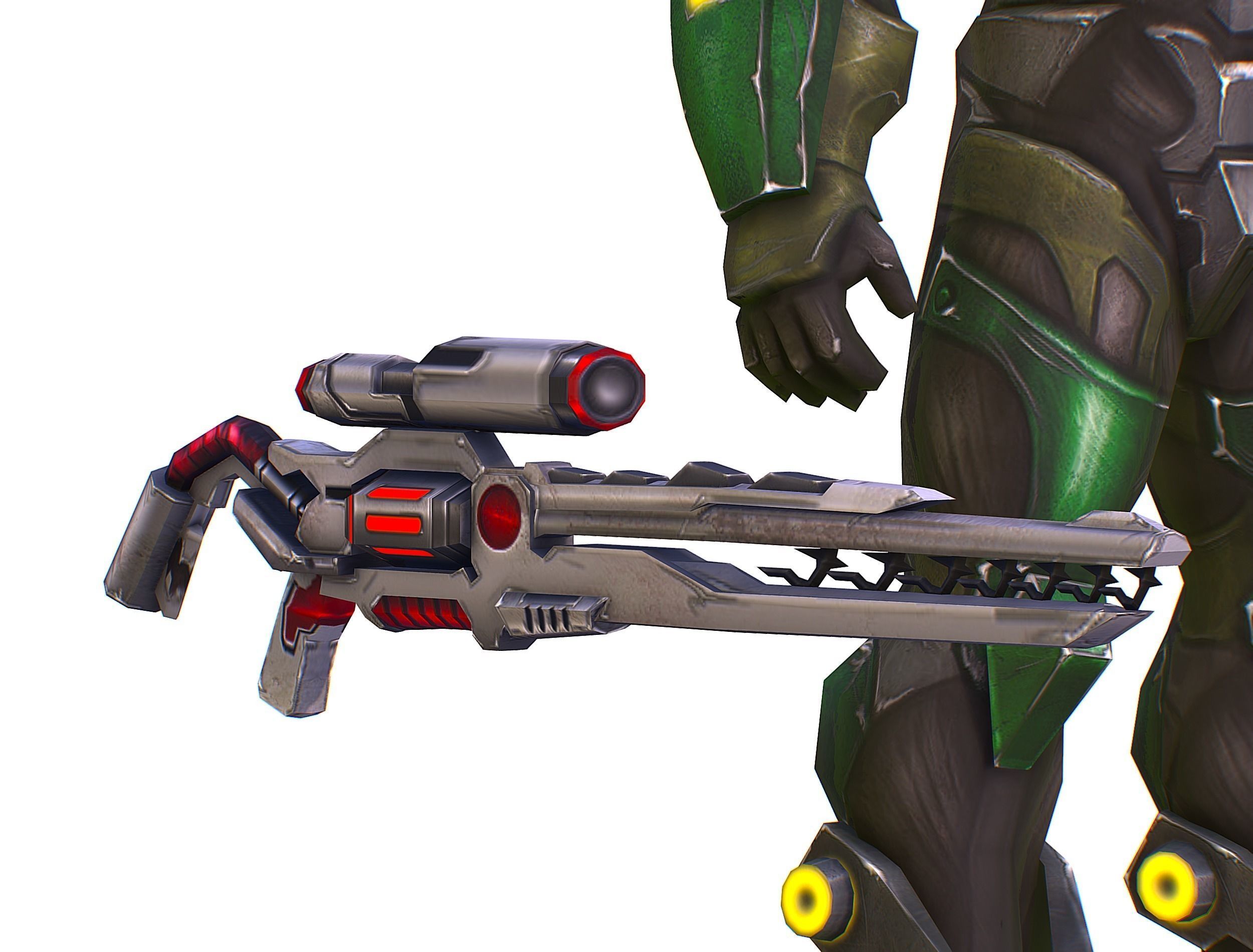 Cartoon Sci-Fi Cyborg Drone Sniper Soldier Low-poly 3D model_42