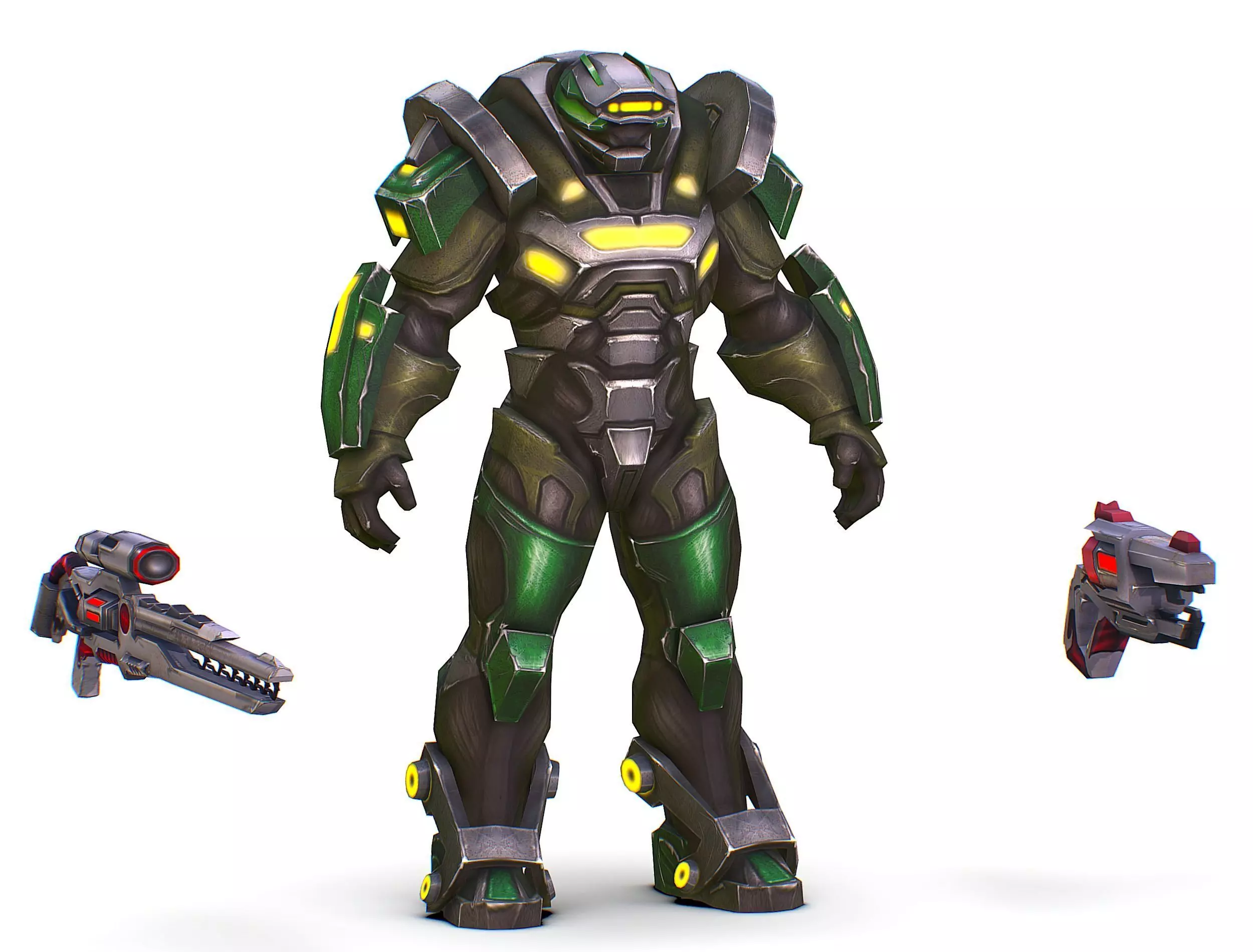 Cartoon Sci-Fi Cyborg Drone Sniper Soldier Low-poly 3D model_0