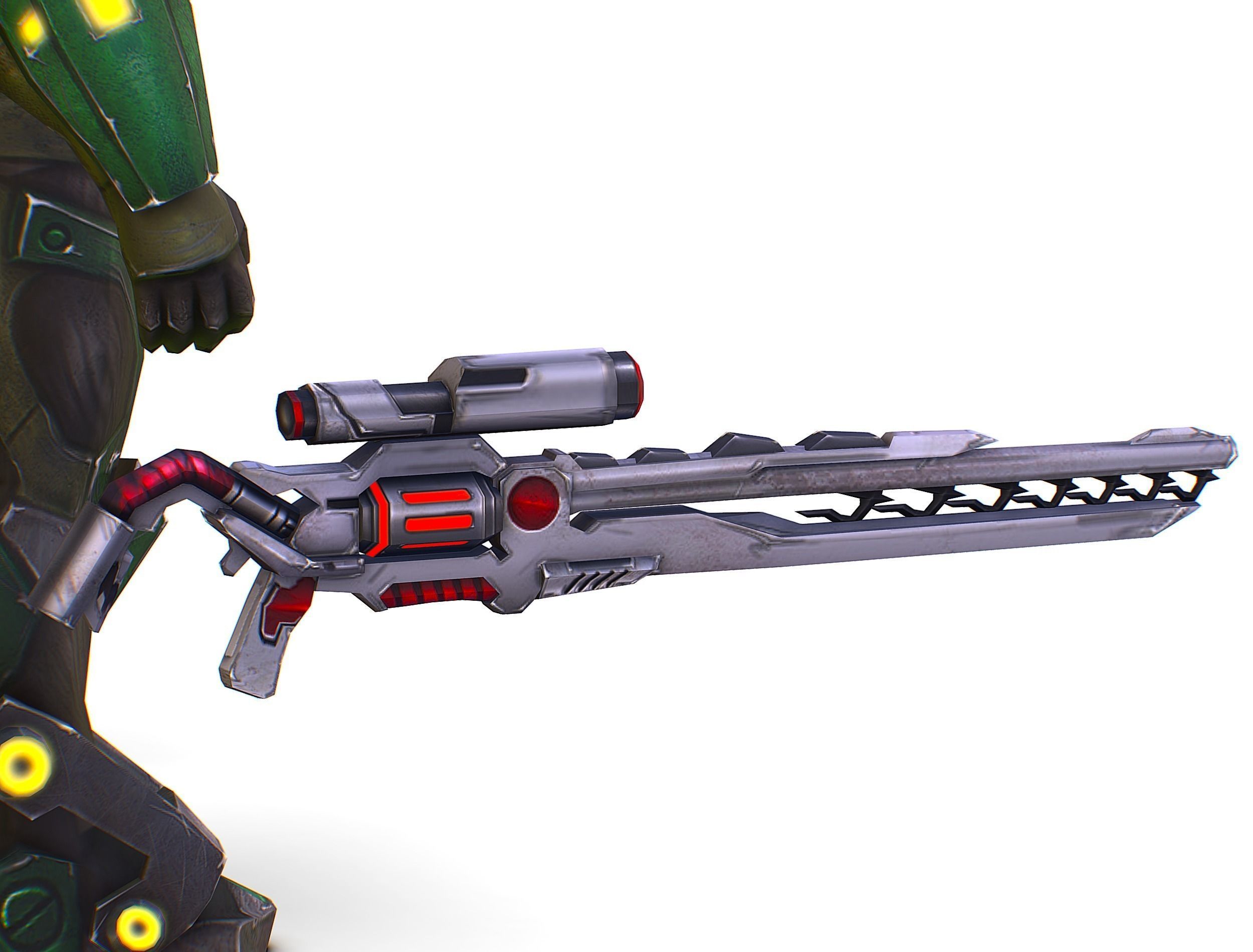 Cartoon Sci-Fi Cyborg Drone Sniper Soldier Low-poly 3D model_45