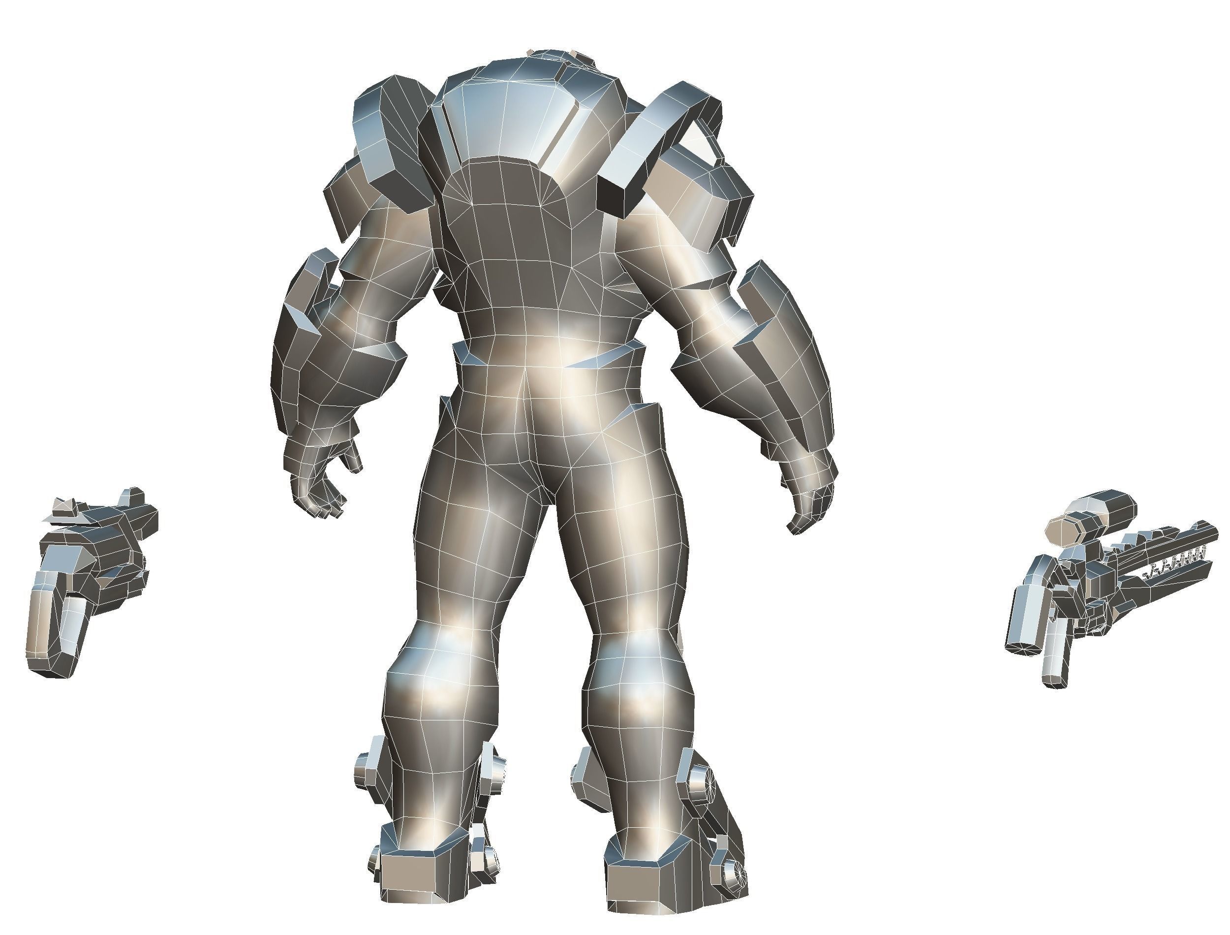 Cartoon Sci-Fi Cyborg Drone Sniper Soldier Low-poly 3D model_72