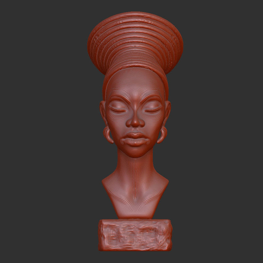 Decorative statuette- bust of an African girl 3D print model_5